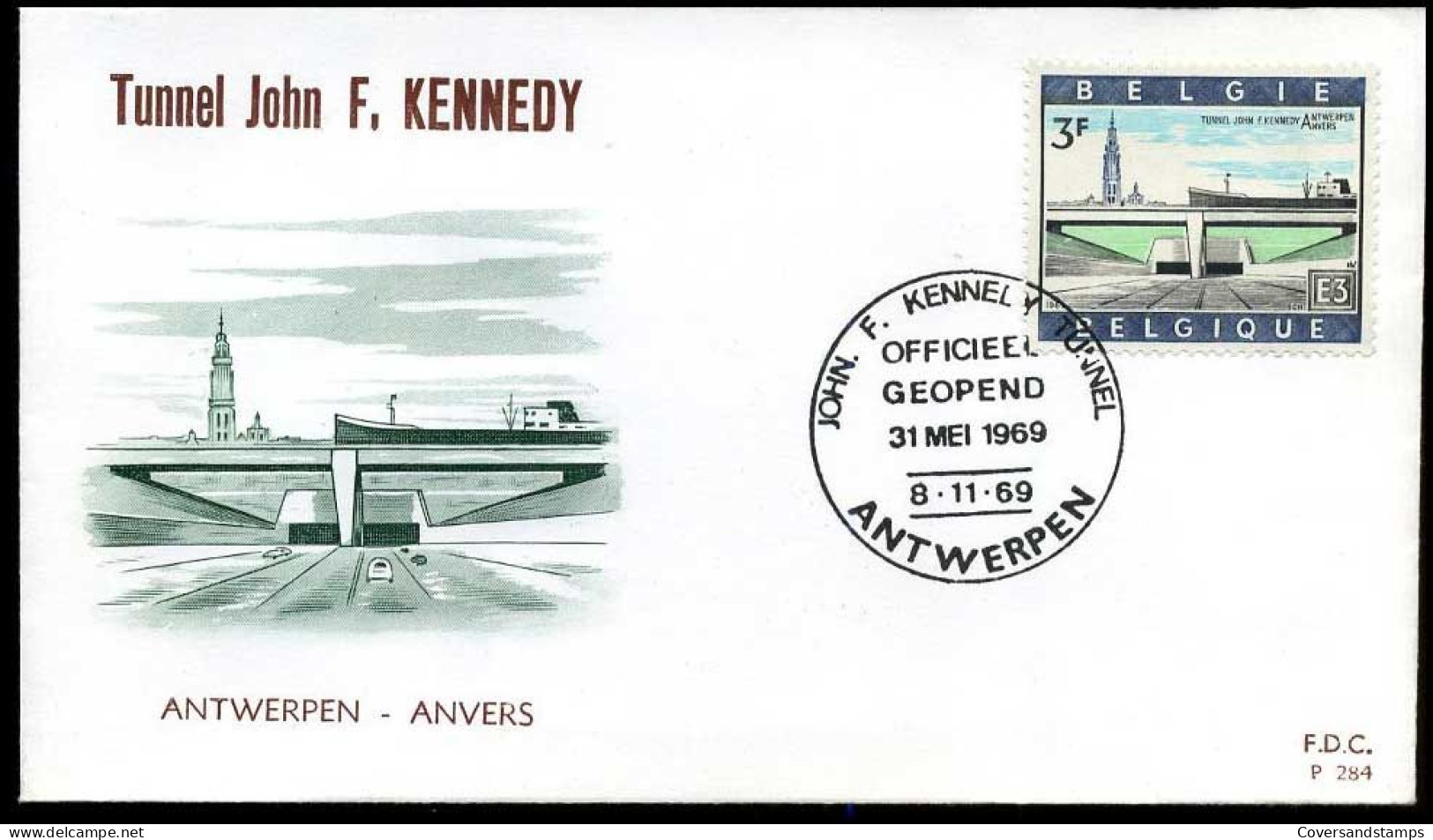 België - FDC -1514 Tunnel John F. Kennedy   --  Stempel : Antwerpen - 1961-1970