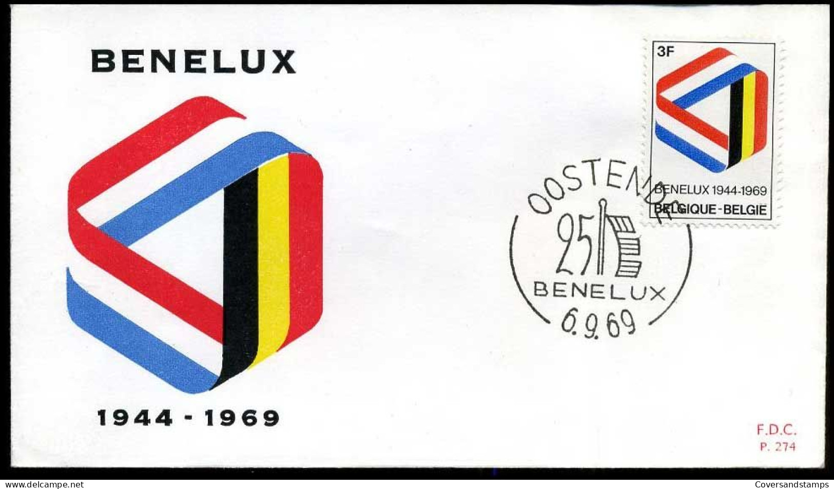 België - FDC -1500 BENELUX 25 Jaar    --  Stempel : Oostende - 1961-1970