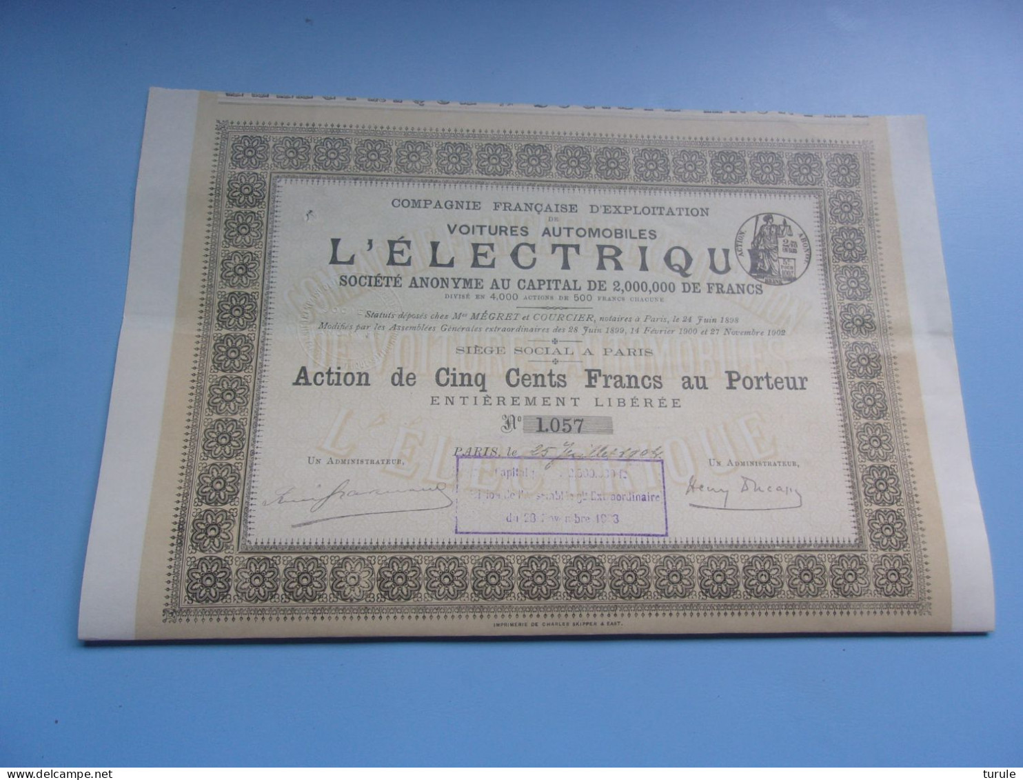 Voitures Automobiles L'ELECTRIQUE (1904) - Other & Unclassified