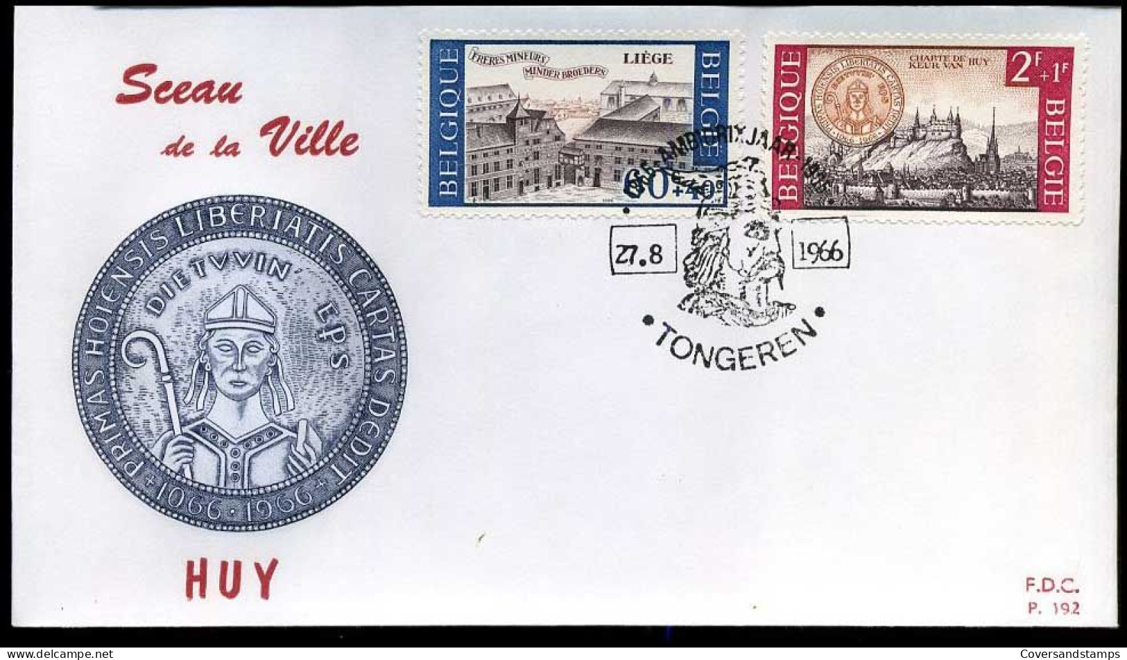 België - FDC -1385 + 1387 Culturele Uitgifte   --  Stempel :  Tongeren - 1961-1970