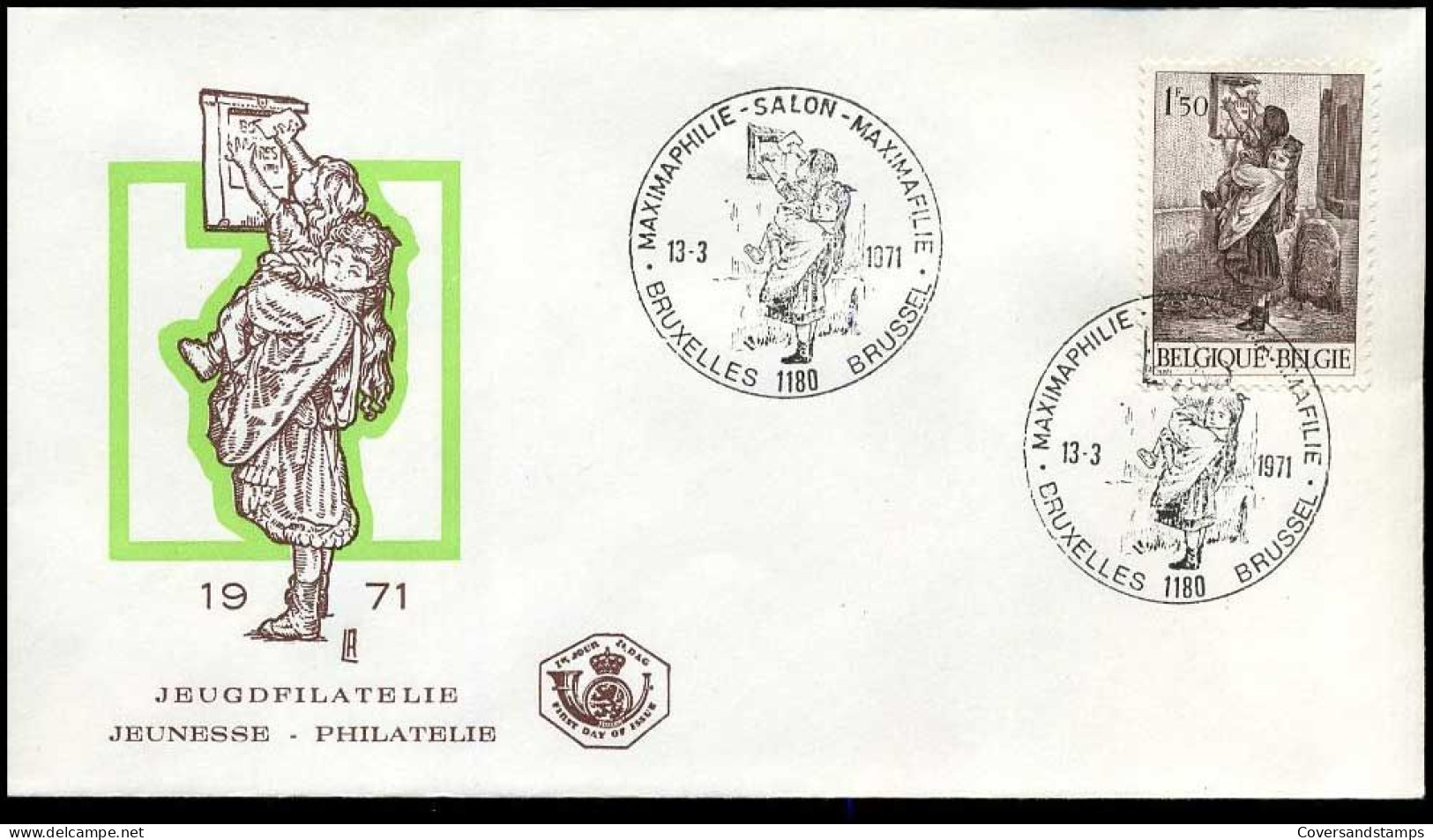 België - FDC -1573 Jeugdfilatelie   --  Stempel : Bruxelles-Brussel - 1971-1980