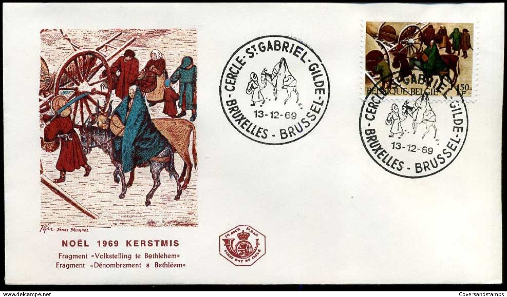 België - FDC -1517 Kerstmis, Pieter Bruegel De Oude --  Stempel : Bruxelles-Brussel - 1961-1970