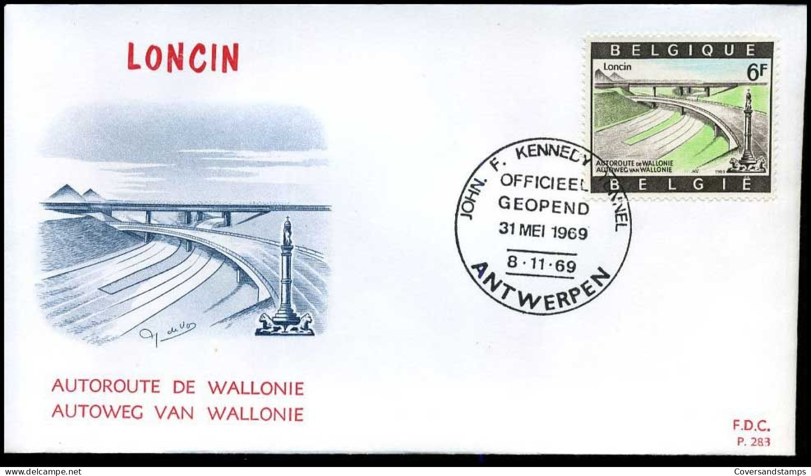België - FDC -1515 Verkeerswisselaar Loncin --  Stempel : Antwerpen - 1961-1970