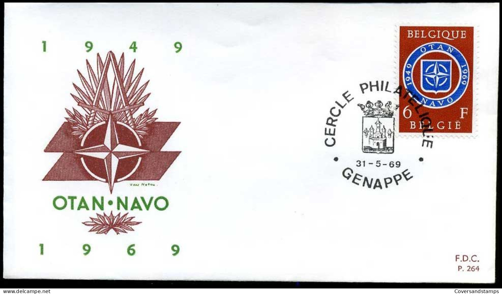 België - FDC -1496 20 Jaar NATO  --  Stempel : Genappe - 1961-1970