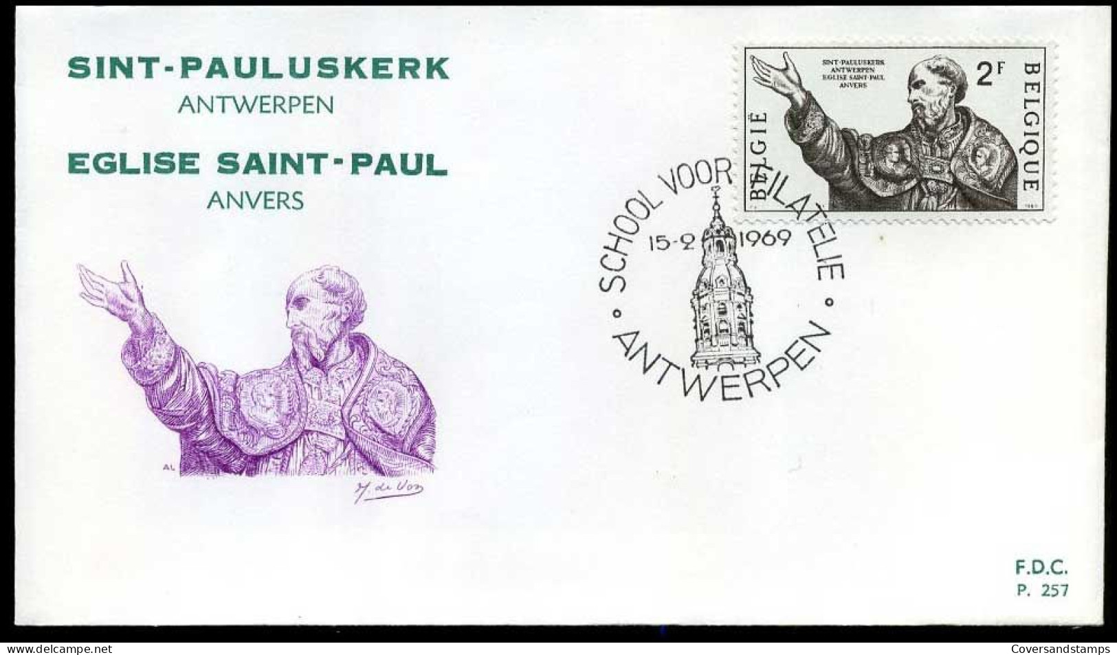 België - FDC -1482 St.-Pauluskerk Antwerpen  --  Stempel : Antwerpen - 1961-1970