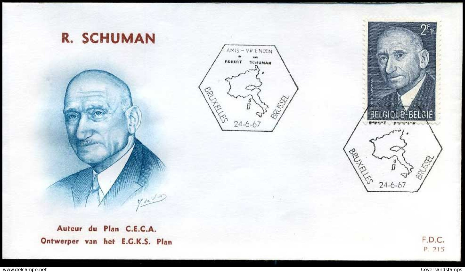 België - FDC -1419 Robert Schuman, Staatsman  --  Stempel : Bruxelles-Brussel - 1961-1970