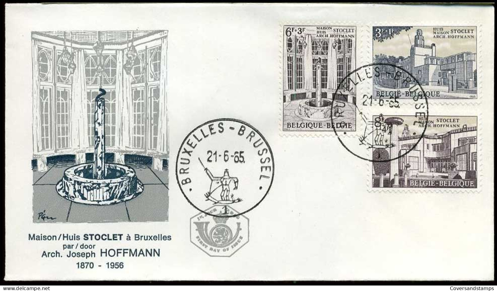 België - FDC -1337/39 Josef Hoffmann, Huis Stoclet  --  Stempel : Bruxelles-Brussel - 1961-1970