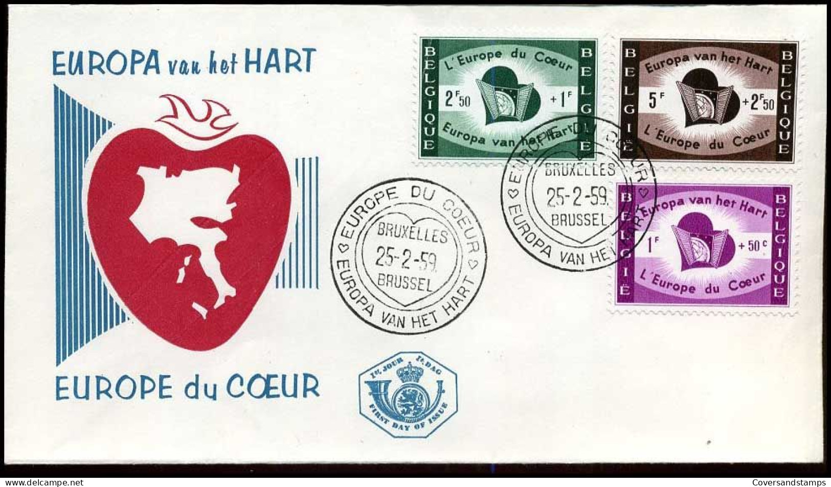 België - FDC -1090/92 Europa Van Het Hart -- Stempel : Bruxelles-Brussel - 1951-1960