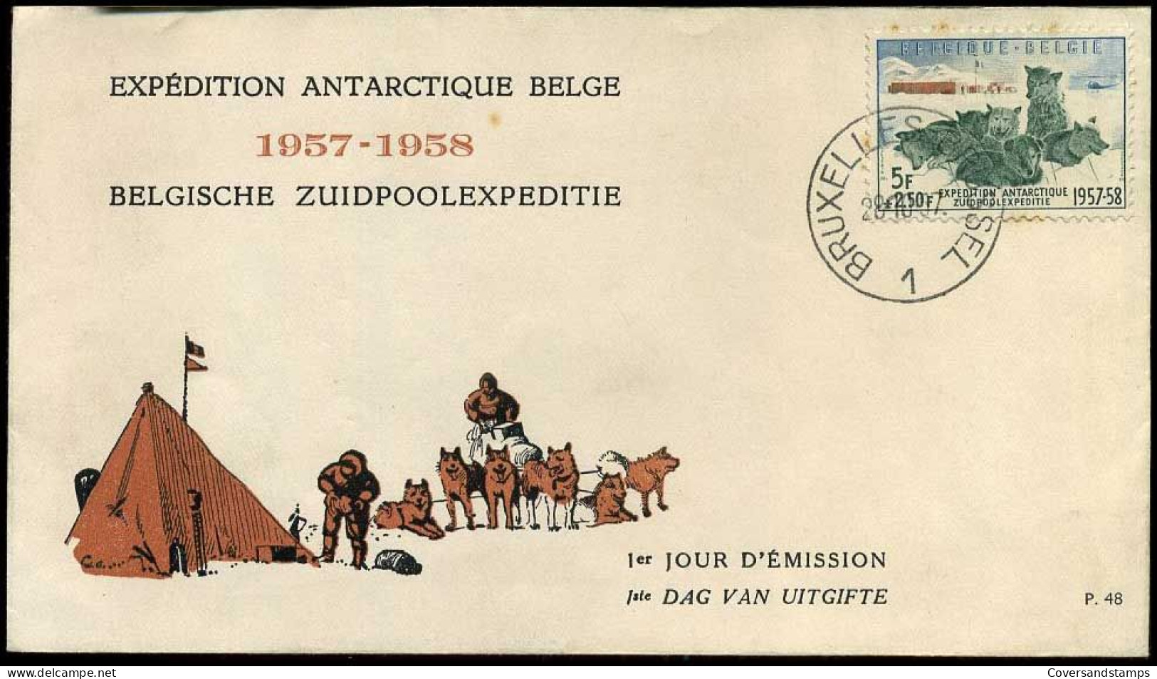 België - FDC -1031 Belgische Zuidpoolexpeditie -- Stempel : Bruxelles-Brussel - 1951-1960
