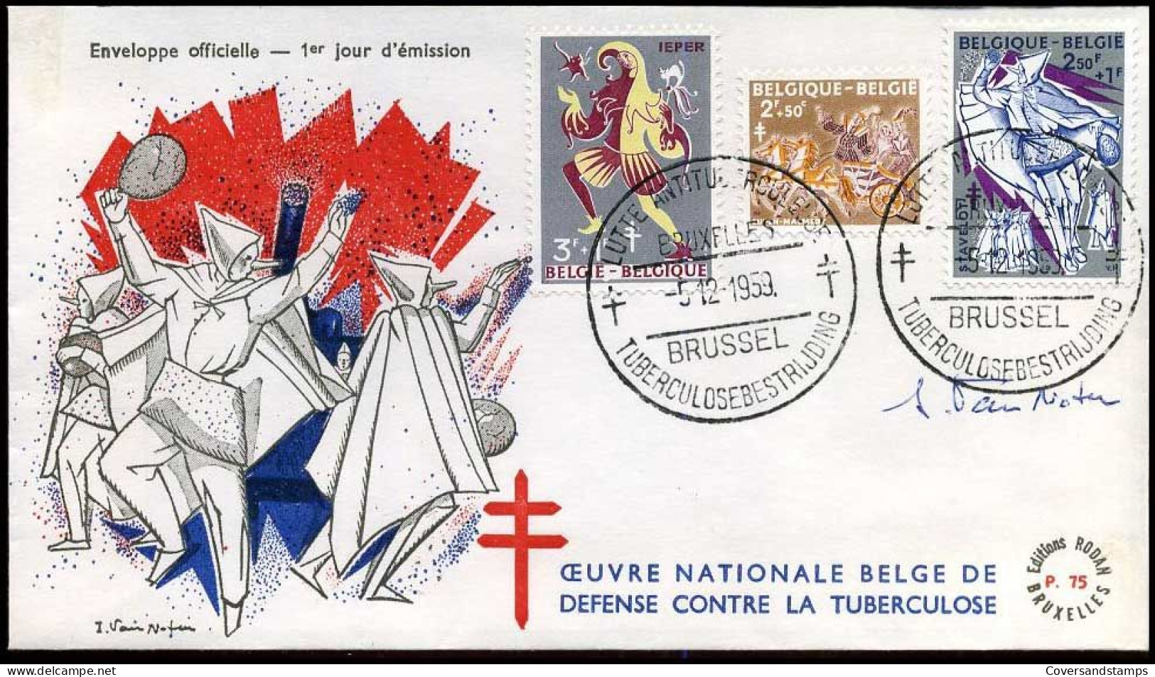België - FDC -1114/20 Antiteringzegels, Belgische Legenden -- Stempel : Bruxelles-Brussel, Met Handtekeningen - 1951-1960
