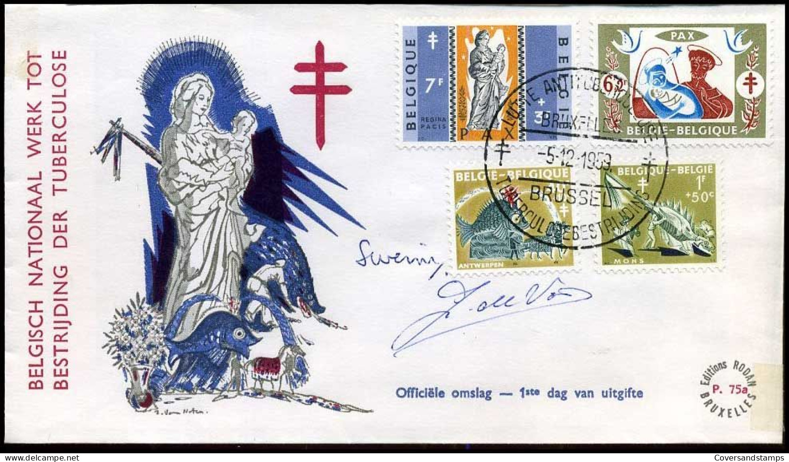 België - FDC -1114/20 Antiteringzegels, Belgische Legenden -- Stempel : Bruxelles-Brussel, Met Handtekeningen - 1951-1960