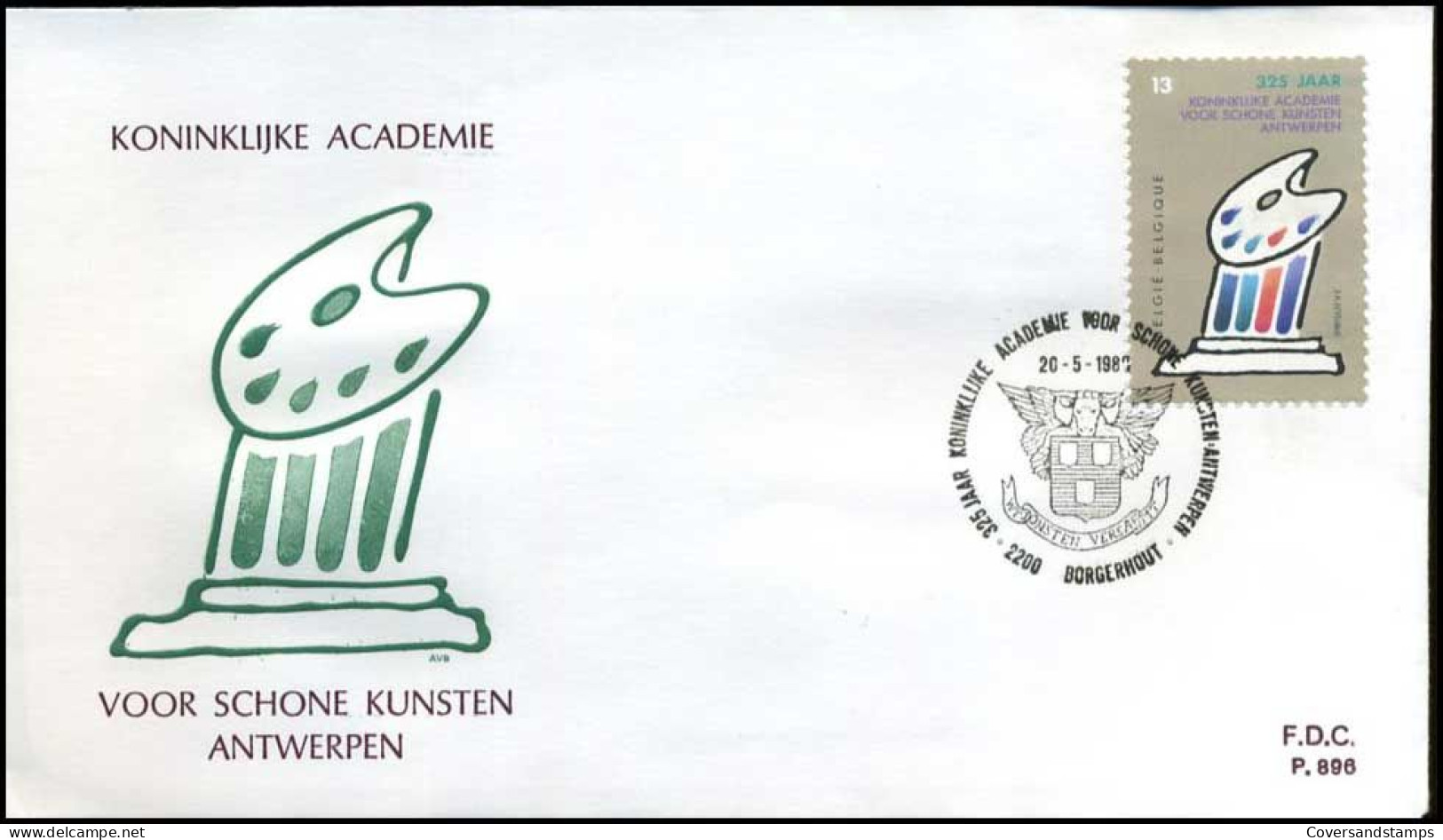 België - FDC - 2325 - Kon. Academie Voor Schone Kunsten -- Stempel  :  Borgerhout - 1981-1990