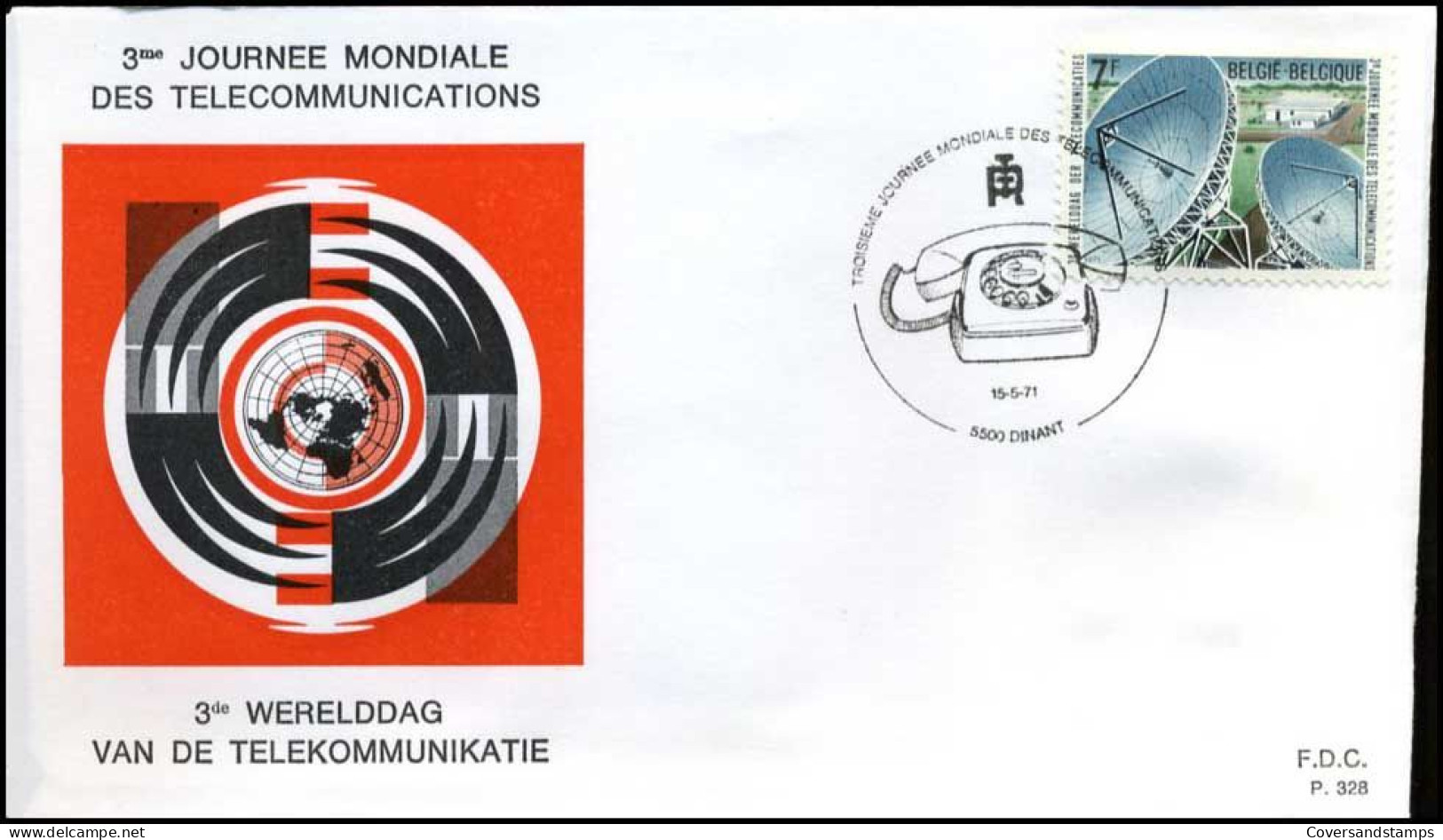 België - FDC -1580 - 3e Werelddag Der Telecommunicatie  -- Stempel  :  Dinant - 1971-1980