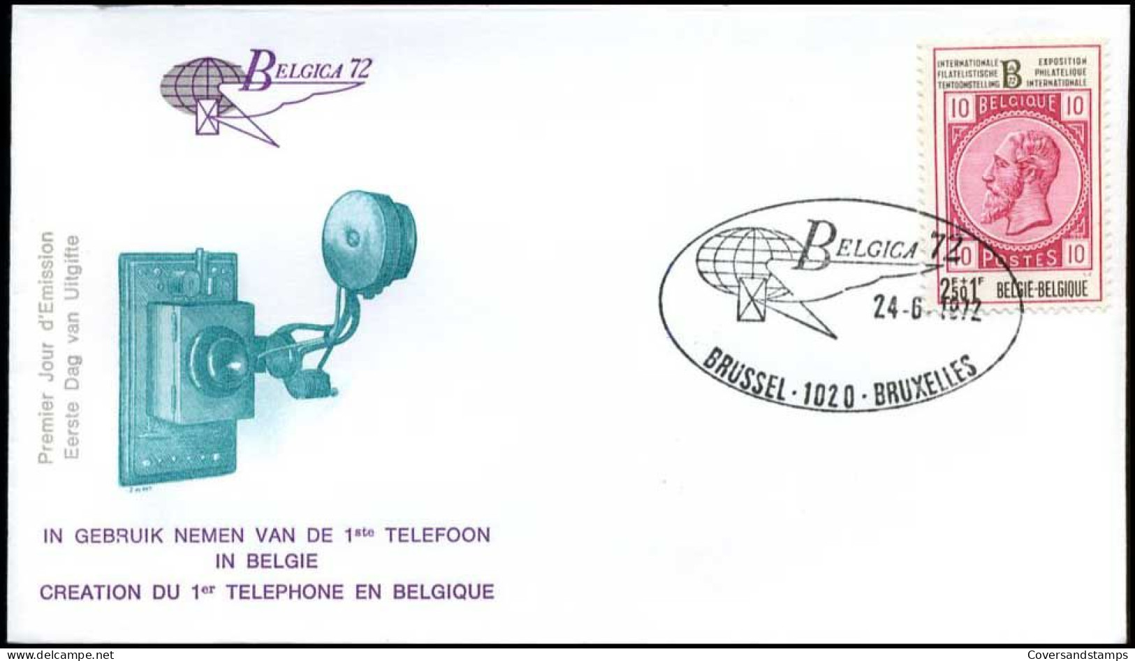 België - FDC -1627/35 - "Belgica 72", Tentoonstelling  -- Stempel  :  Brussel/Bruxelles - 1971-1980