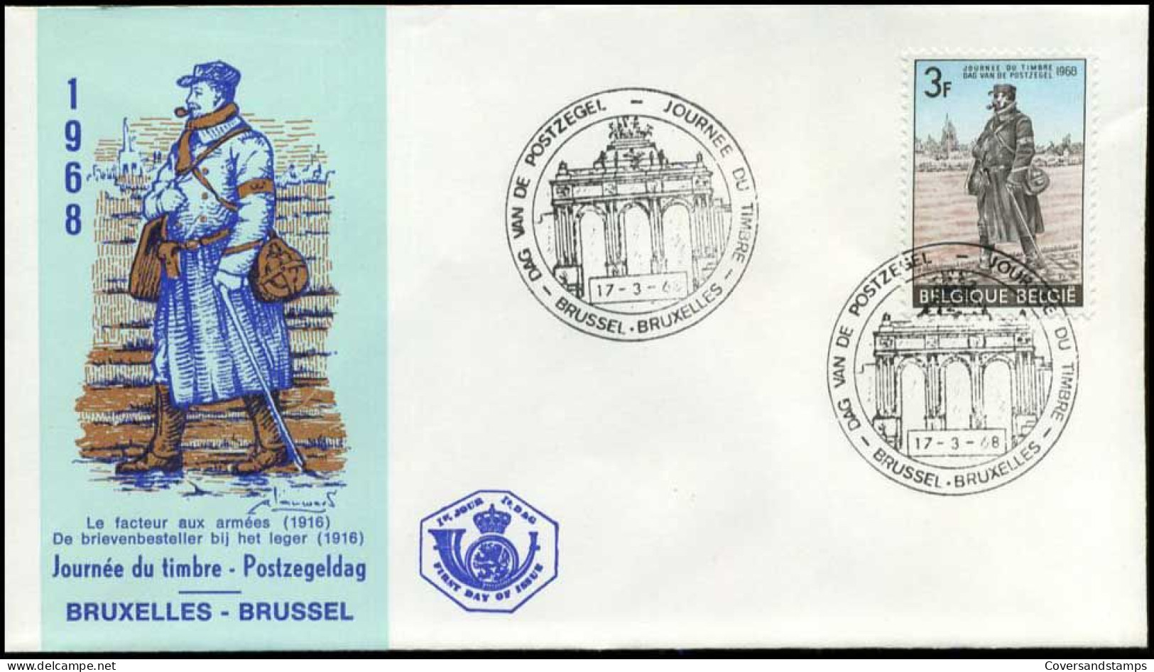 België - FDC -1445 - Dag Van De Postzegel -- Stempel  : Brussel/Bruxelles - 1961-1970