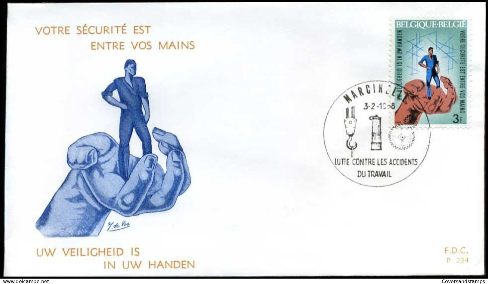 België - FDC -1444 - Campagne Tegen Arbeidsongevallen : Marcinelle - 1961-1970