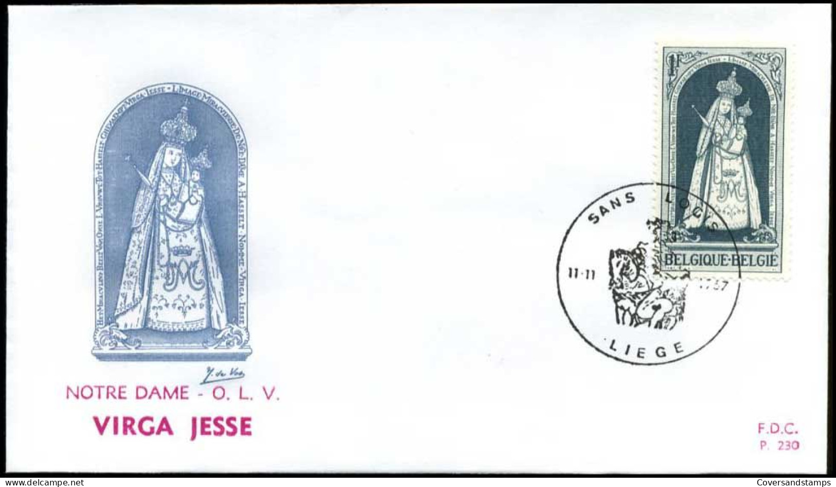 België - FDC -1436 - Kerstmis - Stempel : Liège - 1961-1970