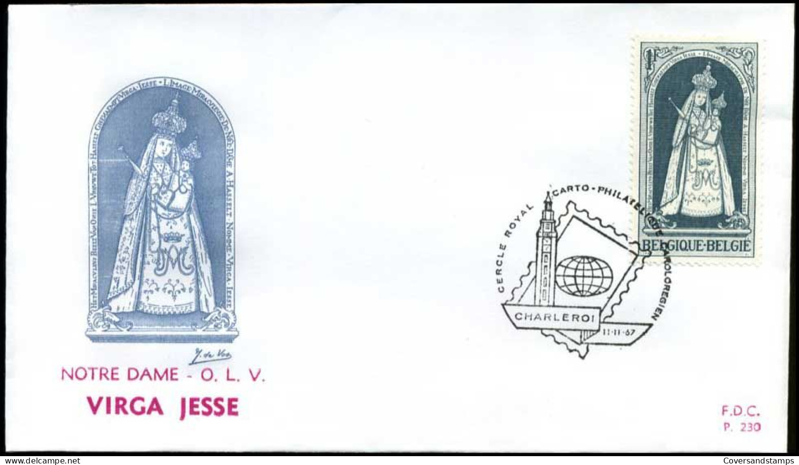 België - FDC -1436 - Kerstmis - Stempel : Charleroi - 1961-1970