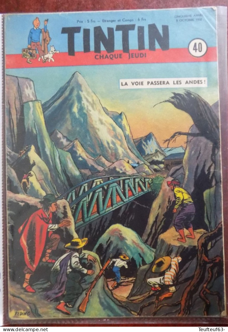 Tintin N° 40-1950 Couv. Reding - Andes - - Tintin