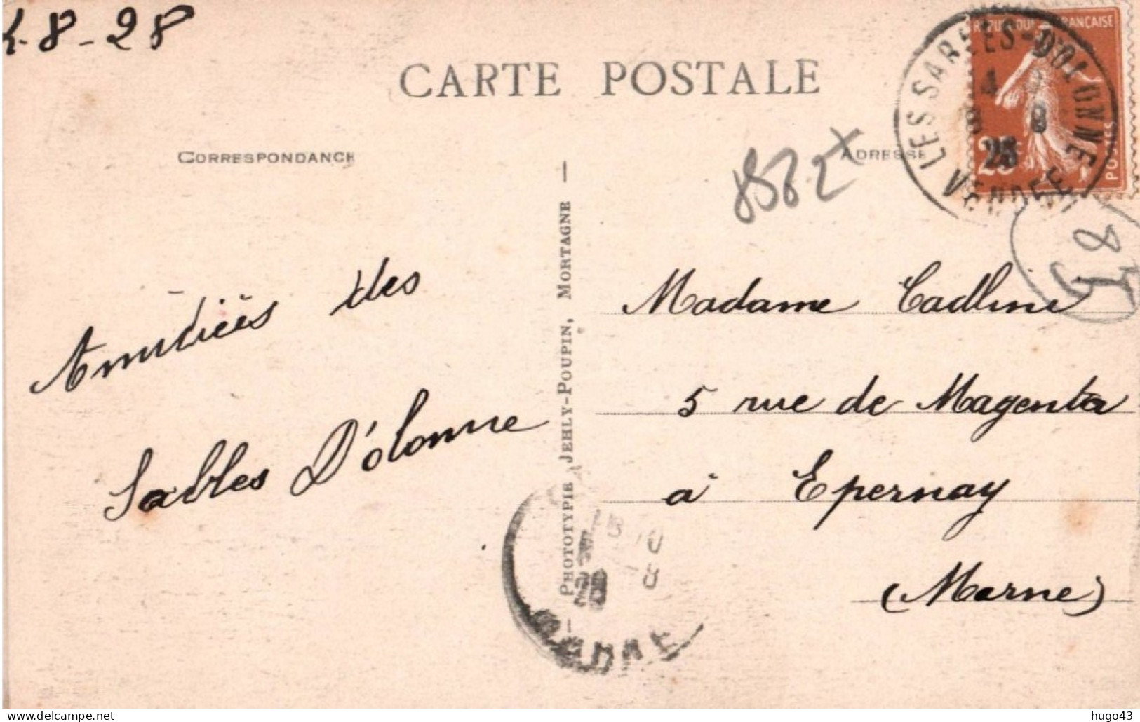 (RECTO / VERSO) LES SABLES D' OLONNE EN 1928 - N° 41 - LA TOUR D' ARUNDEL AVEC BARQUE DE PECHEURS A VOILE - CPA COULEUR - Sables D'Olonne