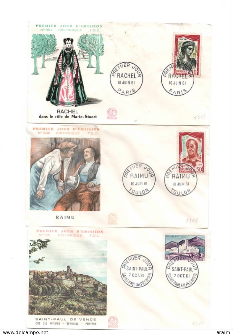 Env. 1er Jour - 3 Enveloppes N° 1303- 1304 - 1311  - VOIR SCAN - Other & Unclassified