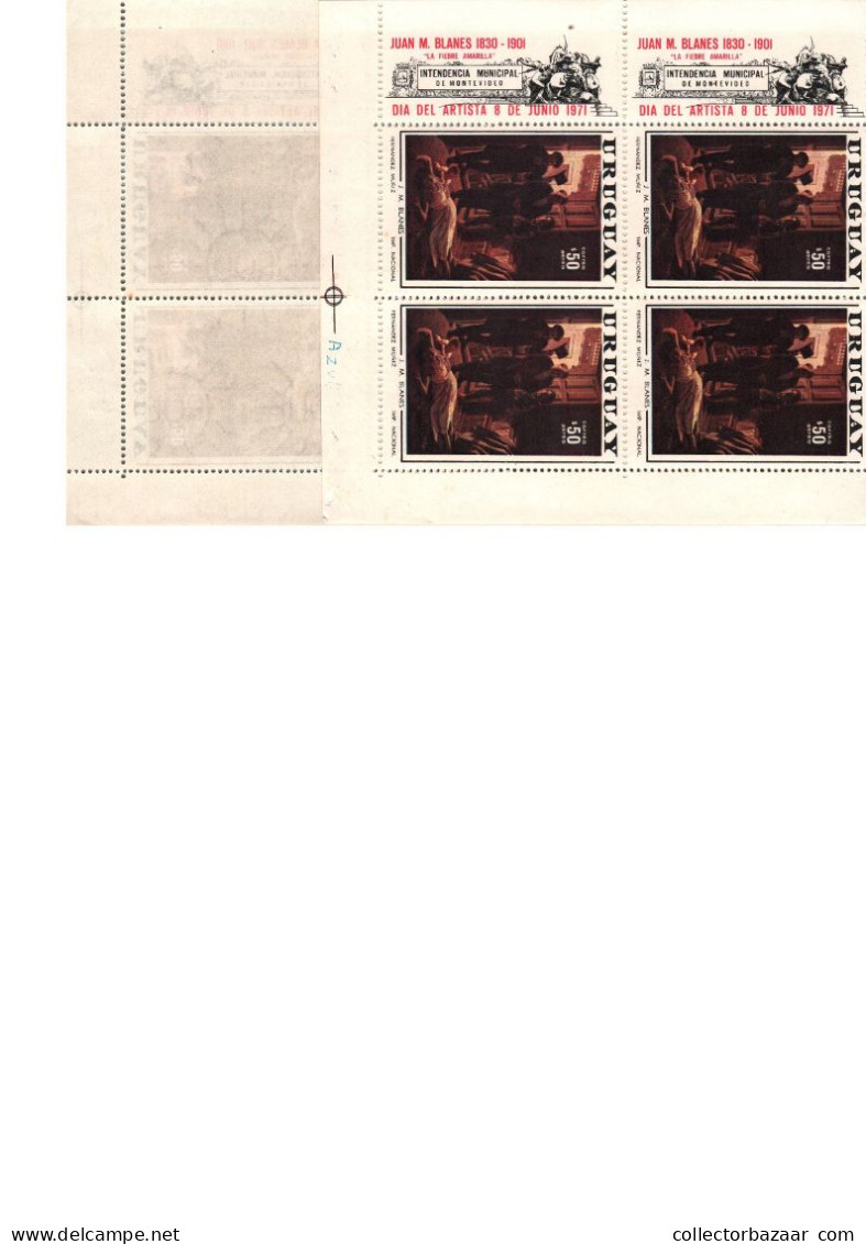 Yellow Fever Art Painting Juan Manuel Blanes Corpse Of The Mother & Her Baby Son W/ Her URUGUAY SC #C377 MNH FULL SHEET - Uruguay