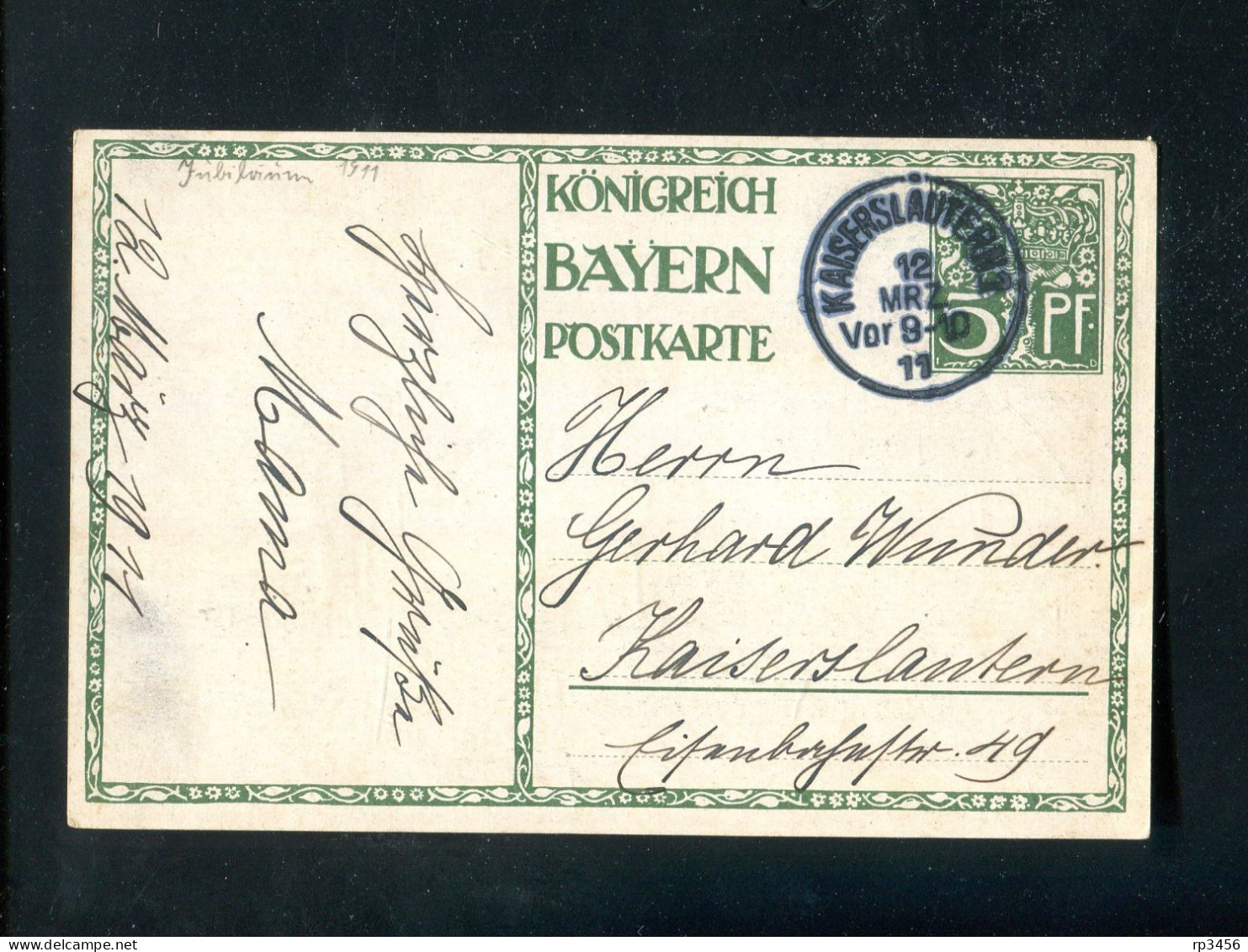 "BAYERN" 1911, Sonderpostkarte Mi. P 91/01 "Geburtstag Prinzregent Luitpold" Mit K1 "KAISERSLAUTERN" (R2024) - Postal  Stationery