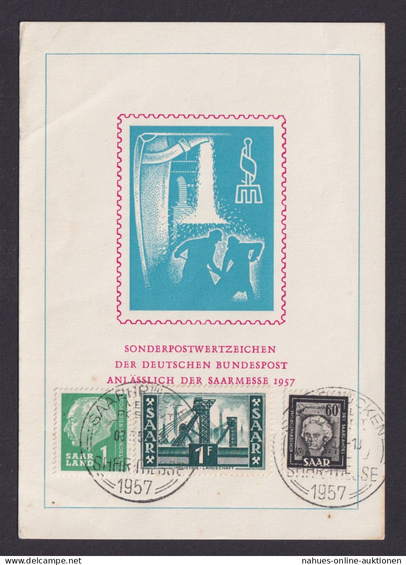 Saarland Gutes Gedenkblatt Deutsche Bundespost Saarmesse Saarbrücken 08.05.1957 - Gebruikt