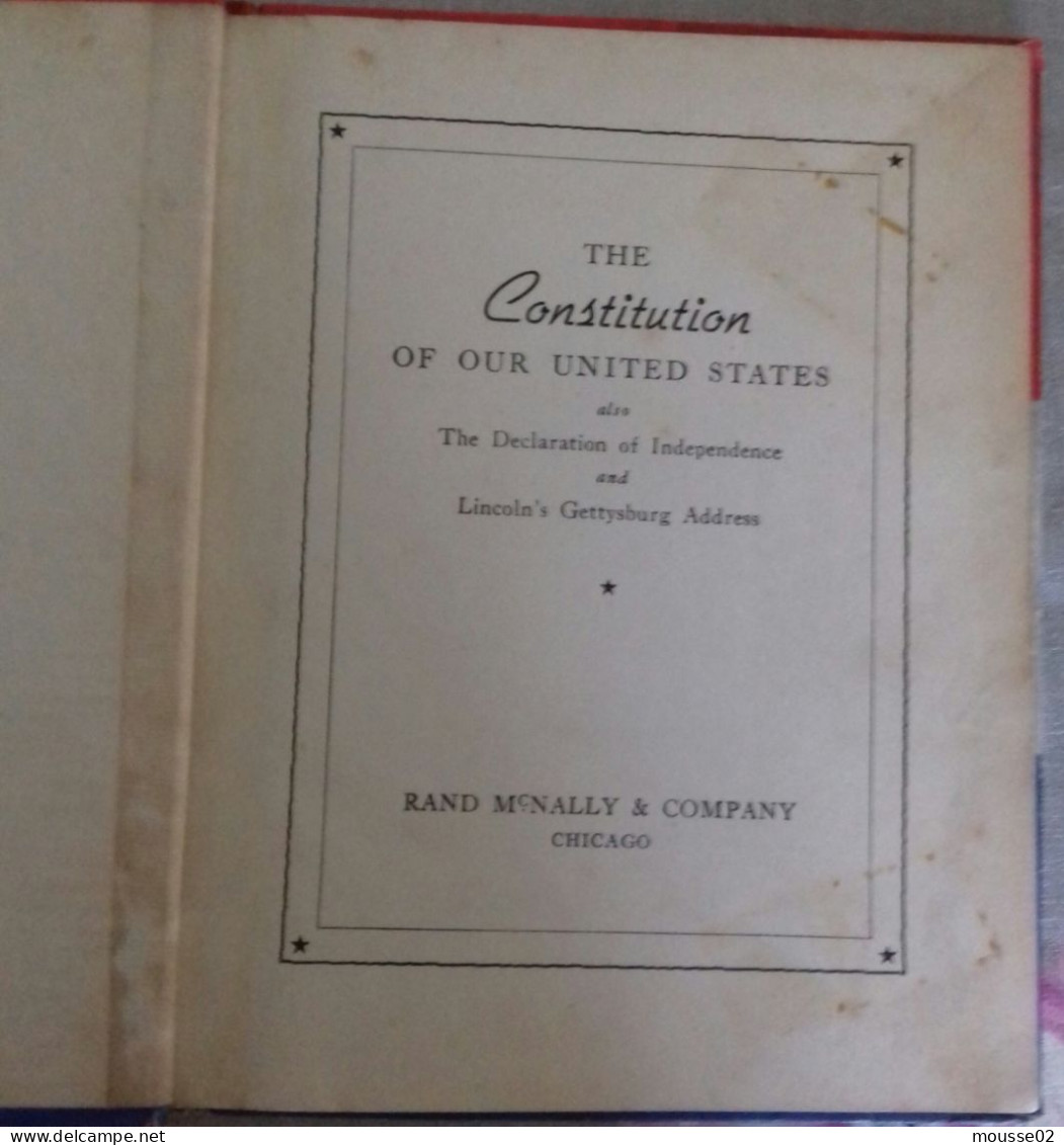 RARE LIVRE SUR LA ...The Constitution Of Our United States Rand McNally 1936 Lincoln Gettysburg - 1900-1949