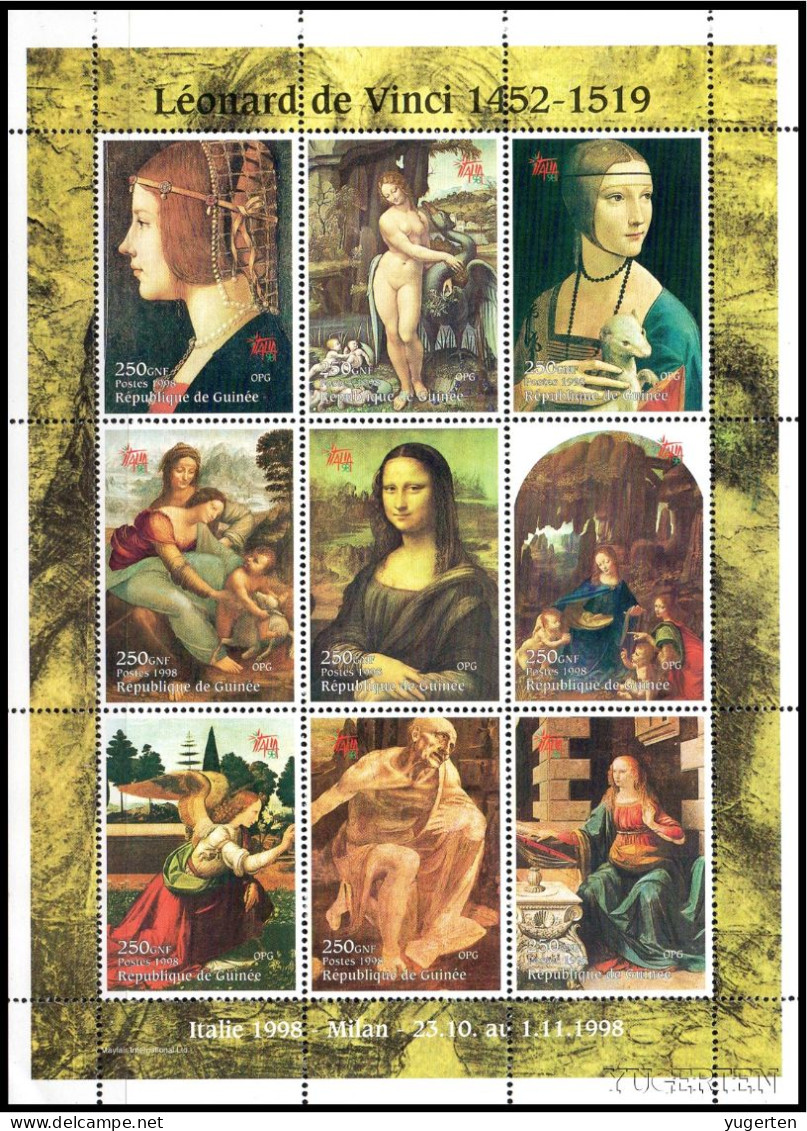 GUINEA GUINEE 1998 - 1 Sheet - MNH - Léonard De Vinci - Leonardo Da Vinci - Italian Painter - Engineer - Architect - Autres & Non Classés