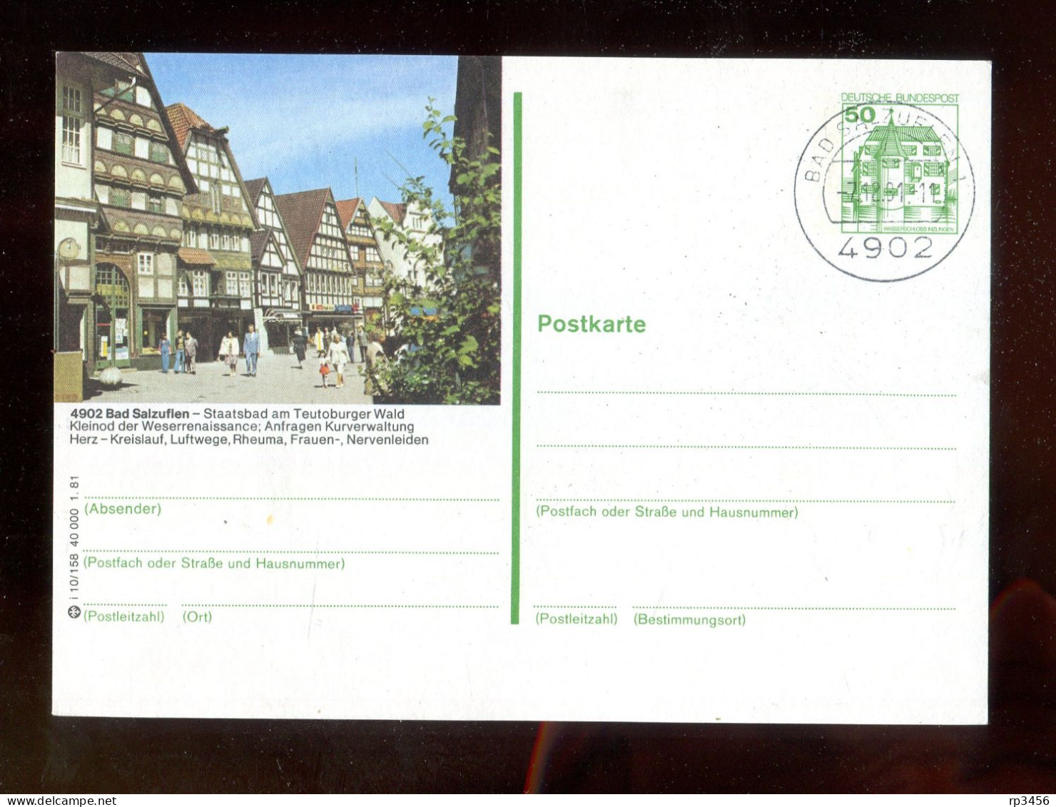 "BUNDESREPUBLIK DEUTSCHLAND" 1981, Bildpostkarte Mit Bildgleichem Stempel Ex "BAD SALZUFLEN" (R2027) - Cartes Postales Illustrées - Oblitérées