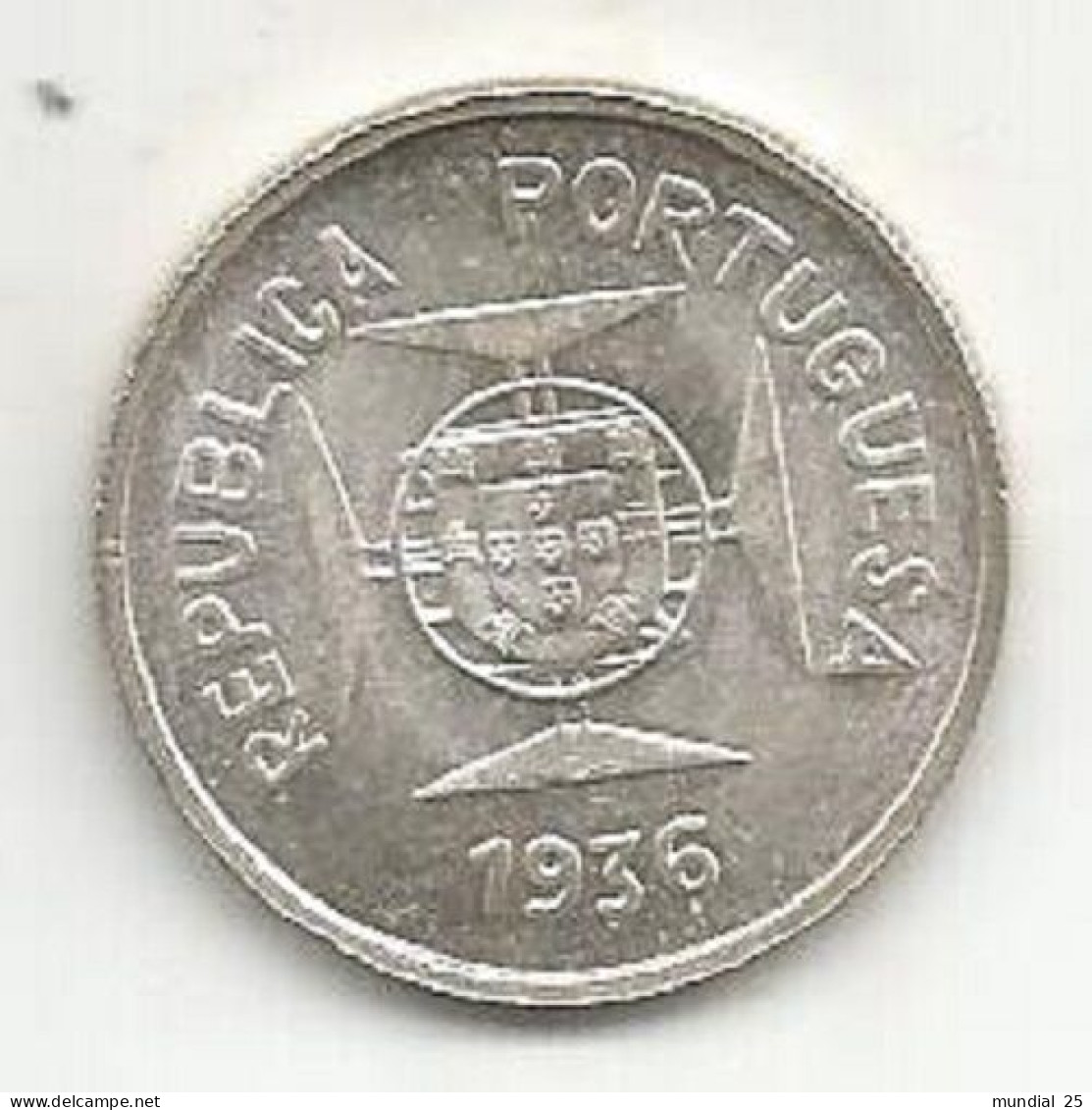 INDIA PORTUGUESE 1/2 RUPIA 1936 SILVER - India