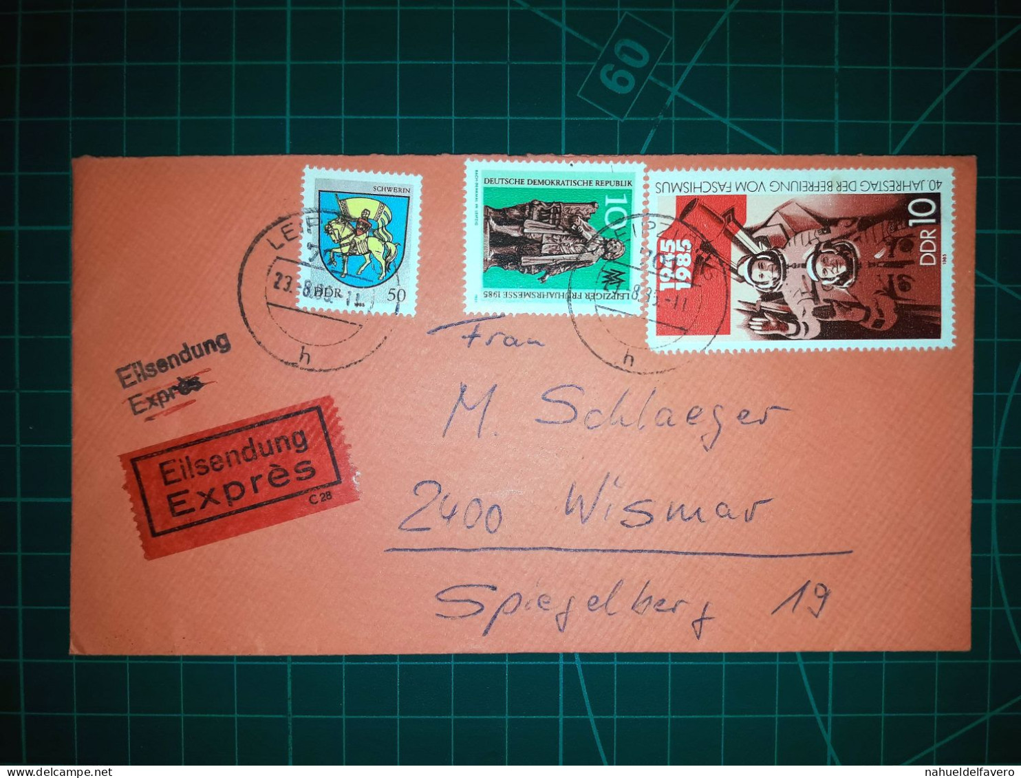 ALLEMAGNE. Enveloppe Circulant Avec Divers Timbres Postaux (Armoiries, Personnalités Historiques Et Autres). Années 1980 - Used Stamps