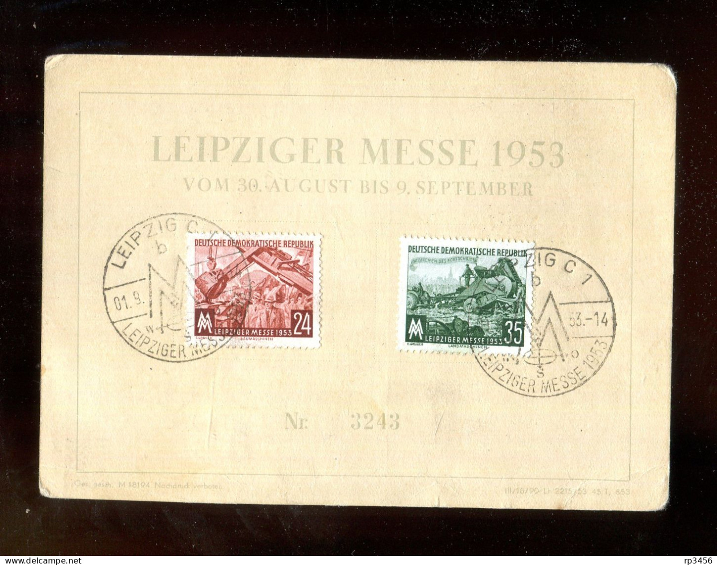 "DDR" 1953, Mi. 380/381 Zusammen Auf Messekarte Mit SSt. "LEIPZIG" (R2033) - Covers & Documents