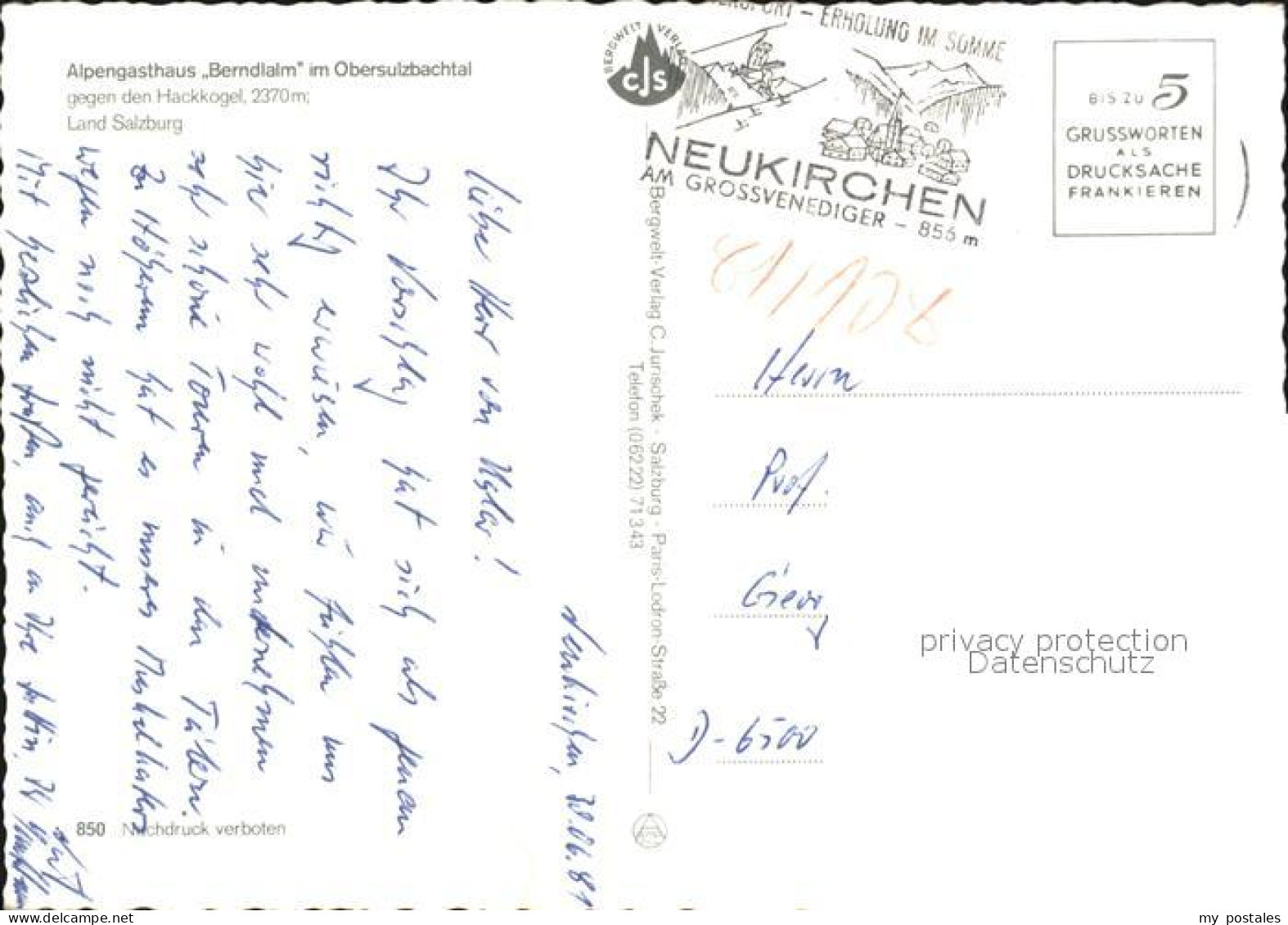 72499573 Neukirchen Grossvenediger Alpengasthof Berndlalm  Neukirchen Am Grossve - Altri & Non Classificati
