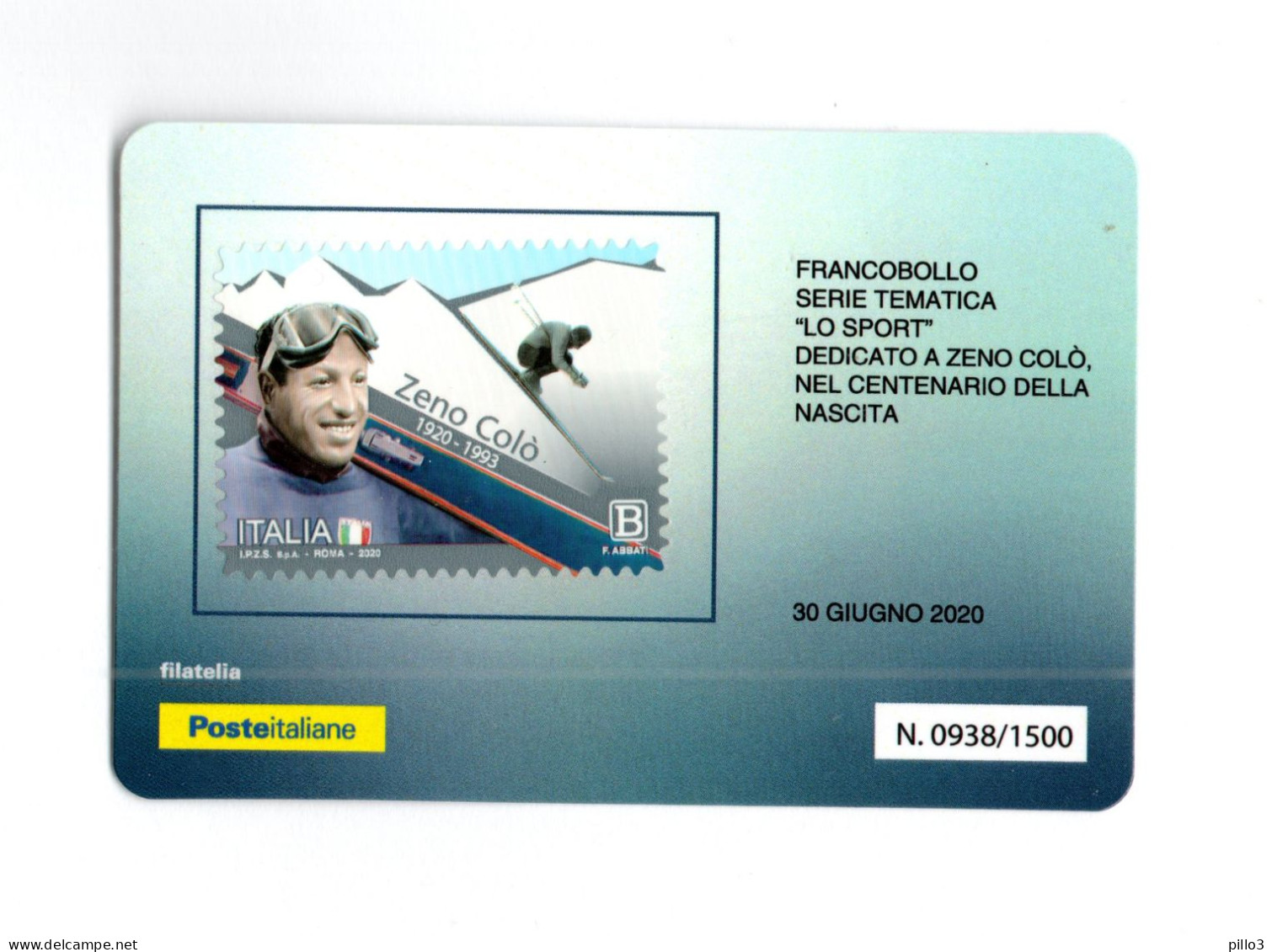 ITALIA : Tessera Filatelica -  ZENO  COLO'   - Tiratura 1500 Pezzi   -  30.06.2020 - Philatelic Cards