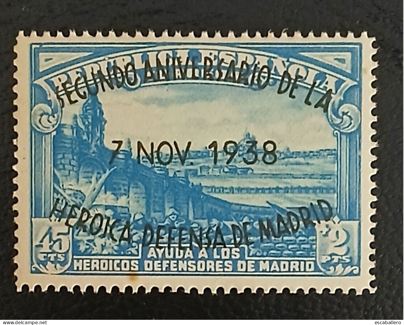 AÑO 1938 II ANIVERSARIO DE LA DEFENSA DE MADRID SELLO NUEVO VALOR CATALOGO 7,75 EUROS - Ungebraucht