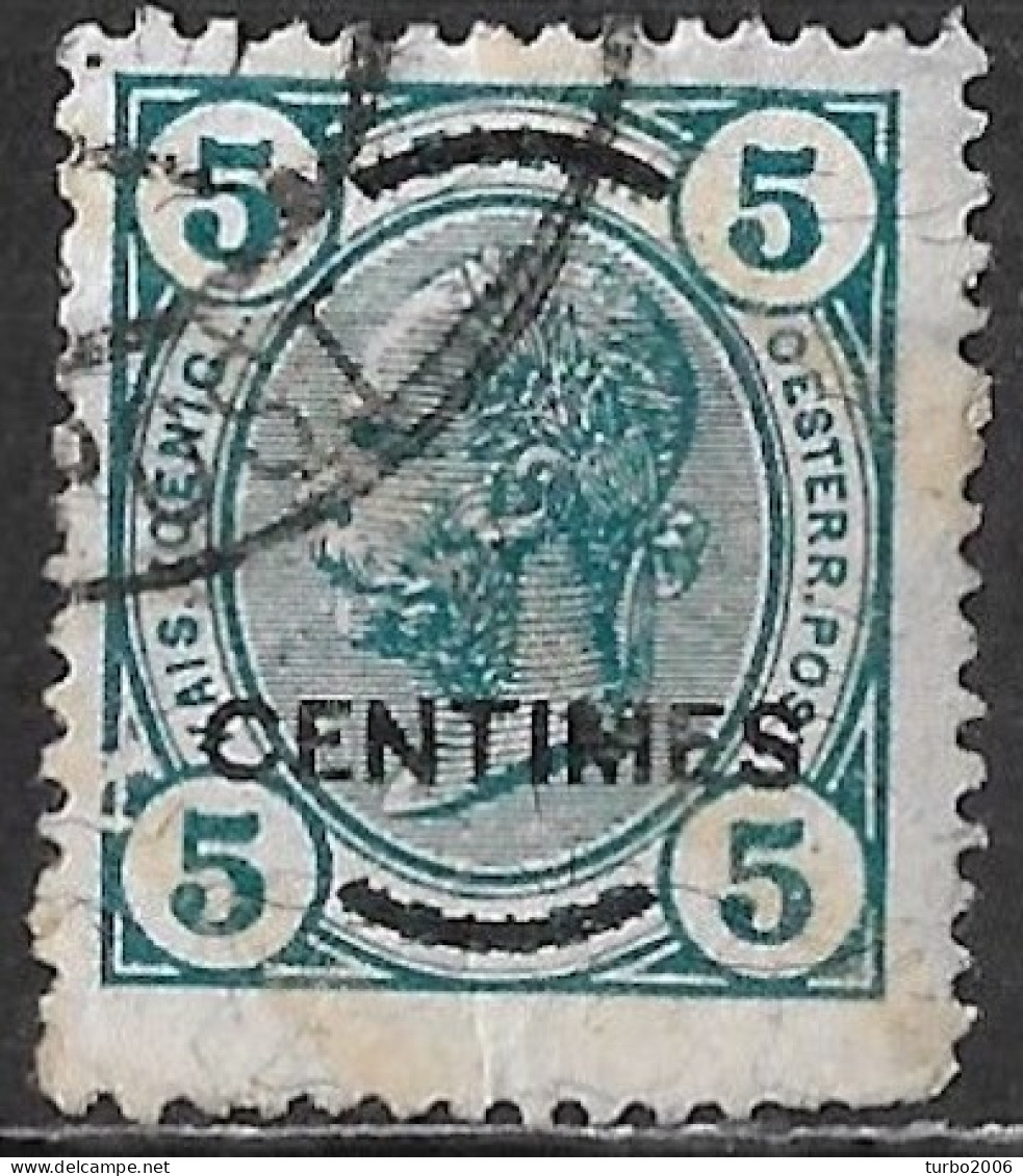 CRETE 1904-05 Austrian Office Stamps Of 1904 With Black Overprint 5 Centimes / 5 H Green With Shiny Lines Vl. 8 - Crète