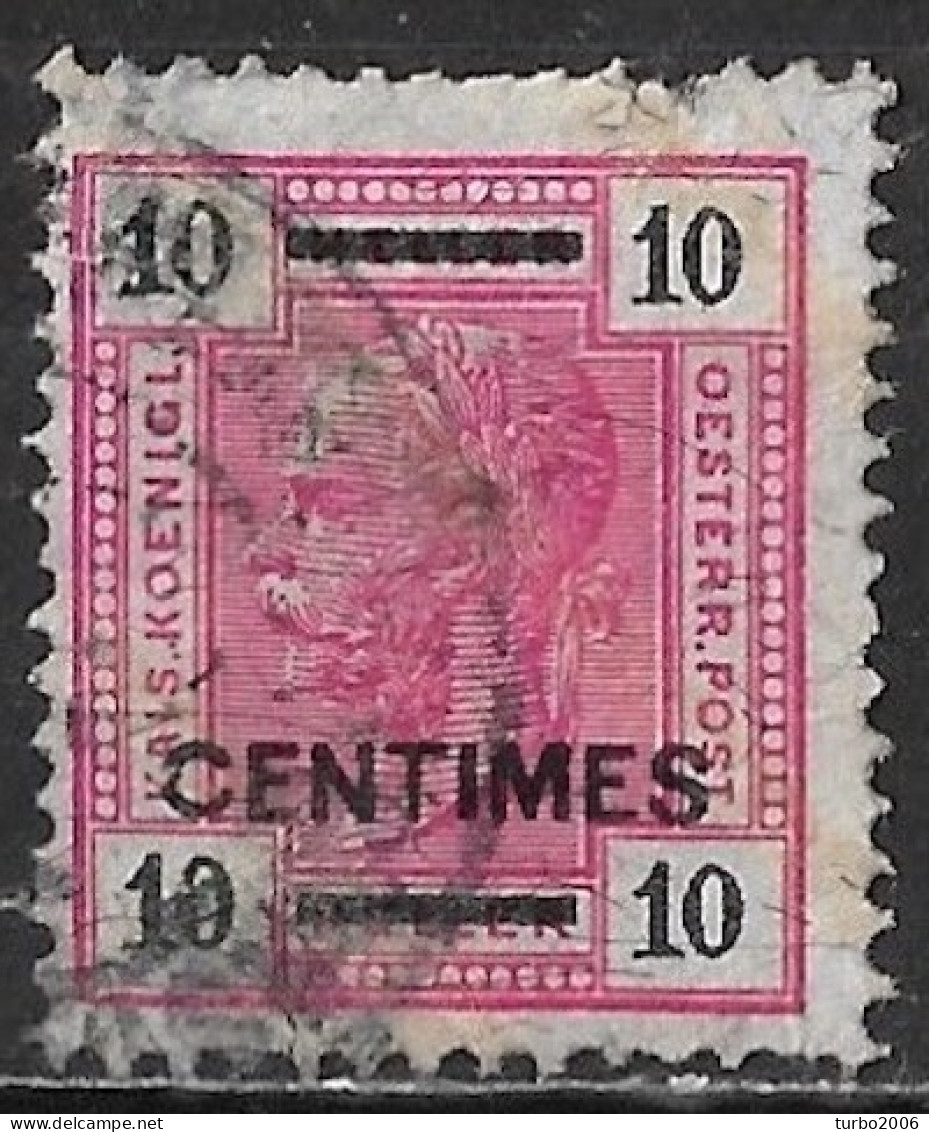 CRETE 1904-05 Austrian Office Stamps Of 1904 With Black Overprint 10 Centimes / 10 H Red With Shiny Lines Vl. 9 - Crète