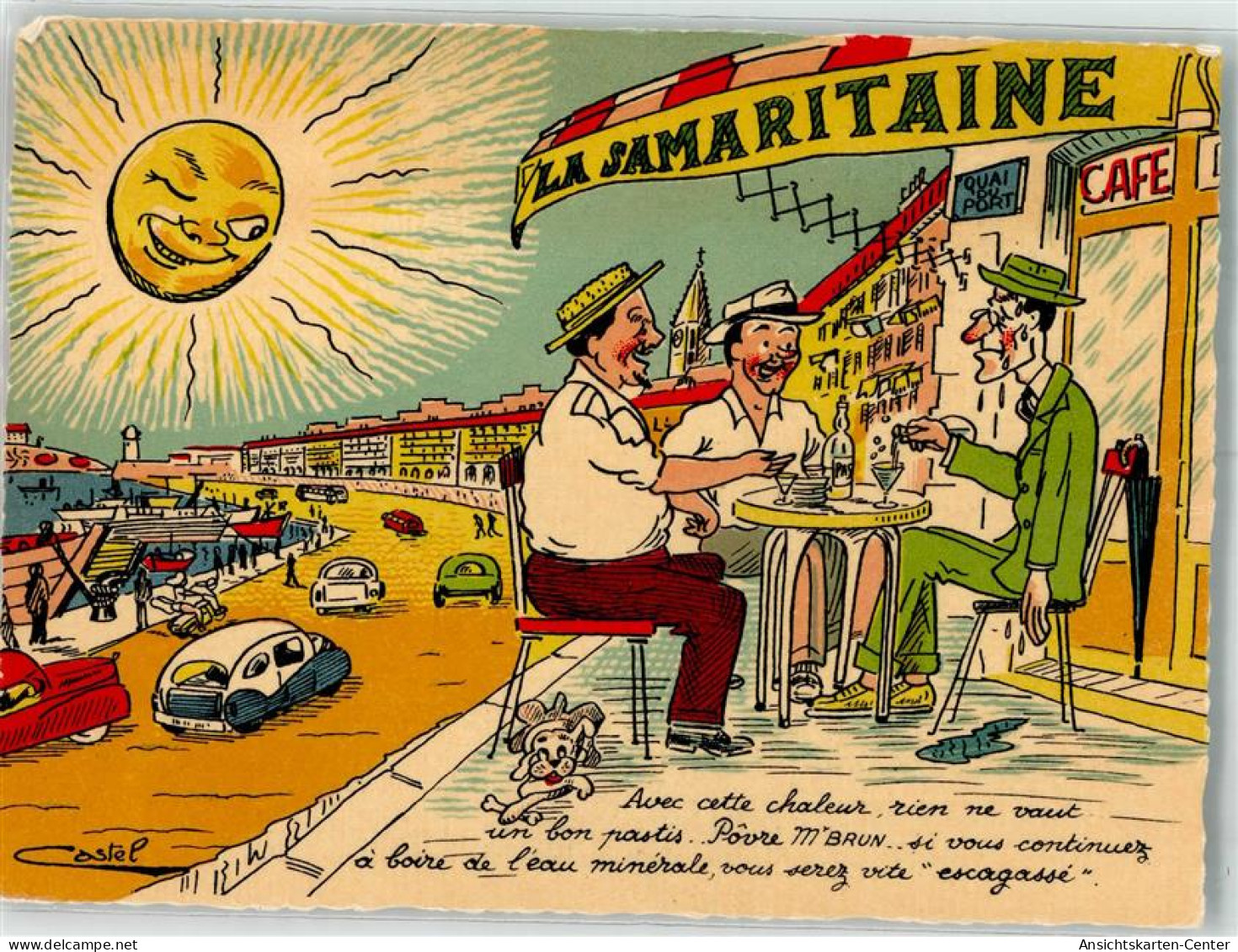 39737411 - Un Bon Pastis Werbung  Alkohol Sign. Castel Sonne Vermenschlicht - Humor