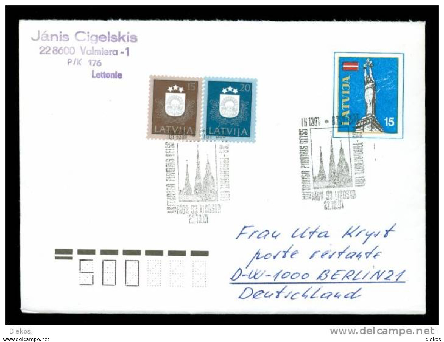 Lettland Latvija Brief Cover Ganzsache  #395 - Lettonia