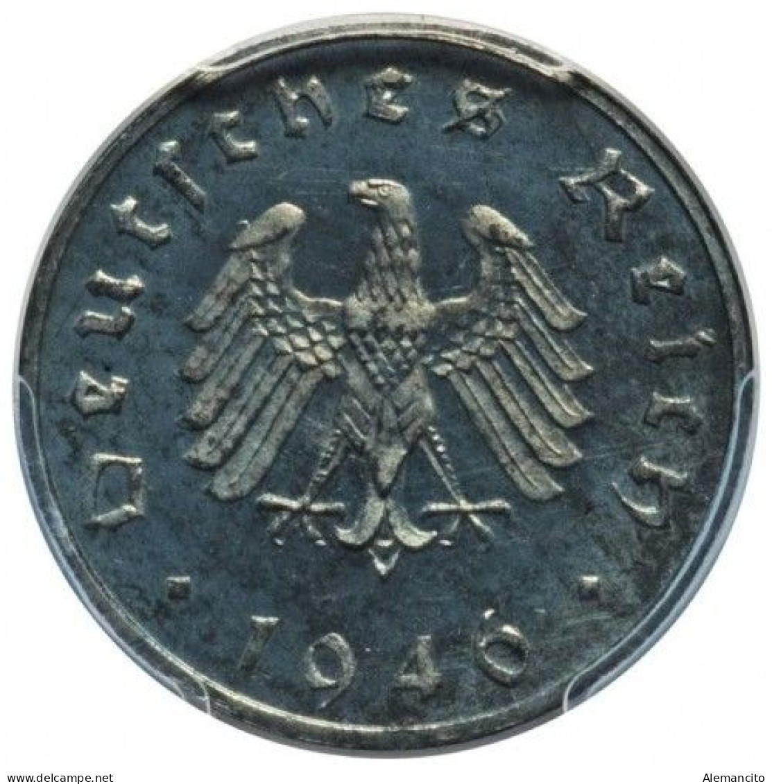 ALEMANIA - GERMANY MONEDA DE 10 REICHSPFNNIG TERCER REICHS ( AÑO 1946 CECA - F )  COMPOCISIÓN ZINC - 10 Reichspfennig