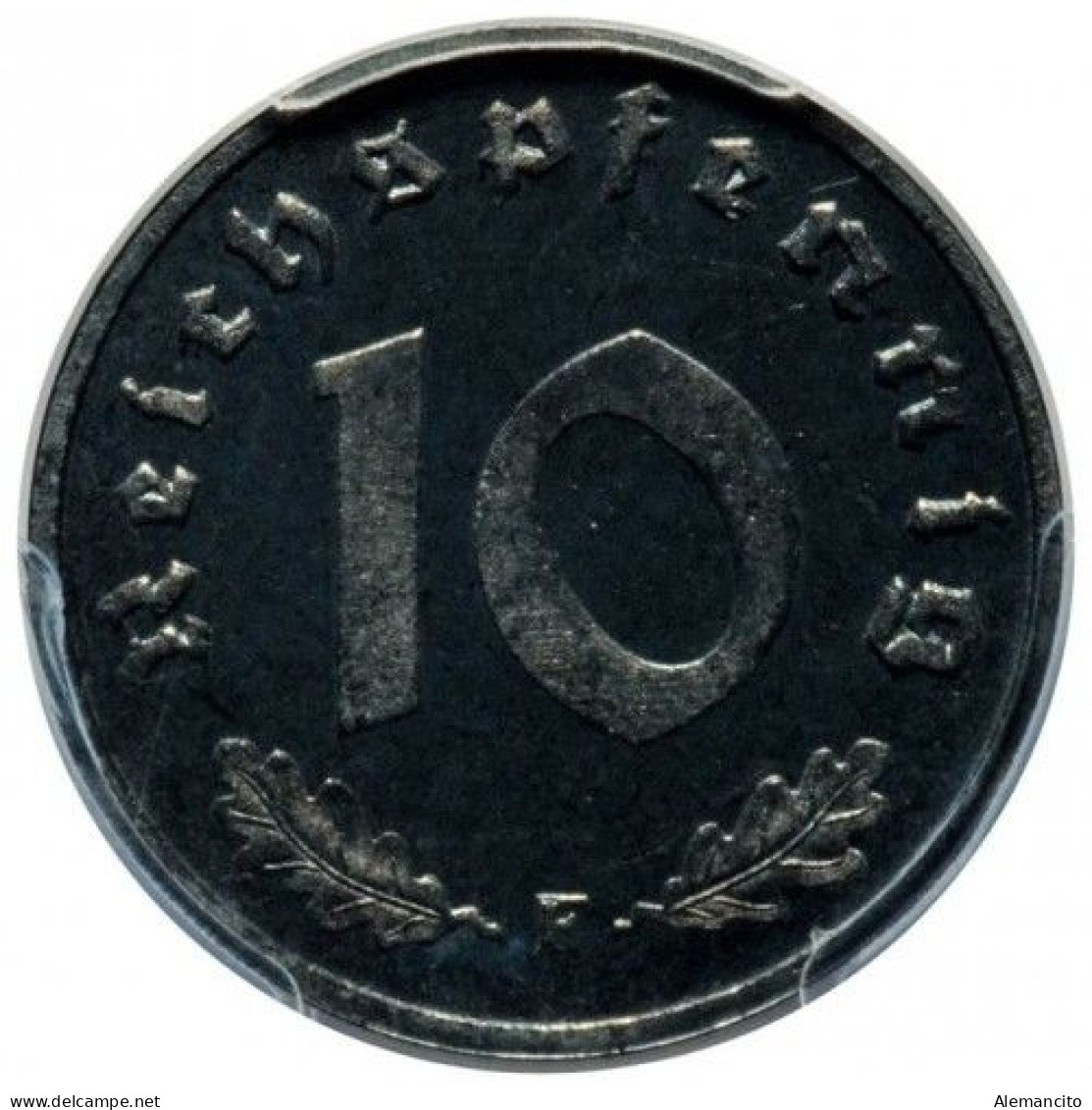 ALEMANIA - GERMANY MONEDA DE 10 REICHSPFNNIG TERCER REICHS ( AÑO 1946 CECA - F )  COMPOCISIÓN ZINC - 10 Reichspfennig