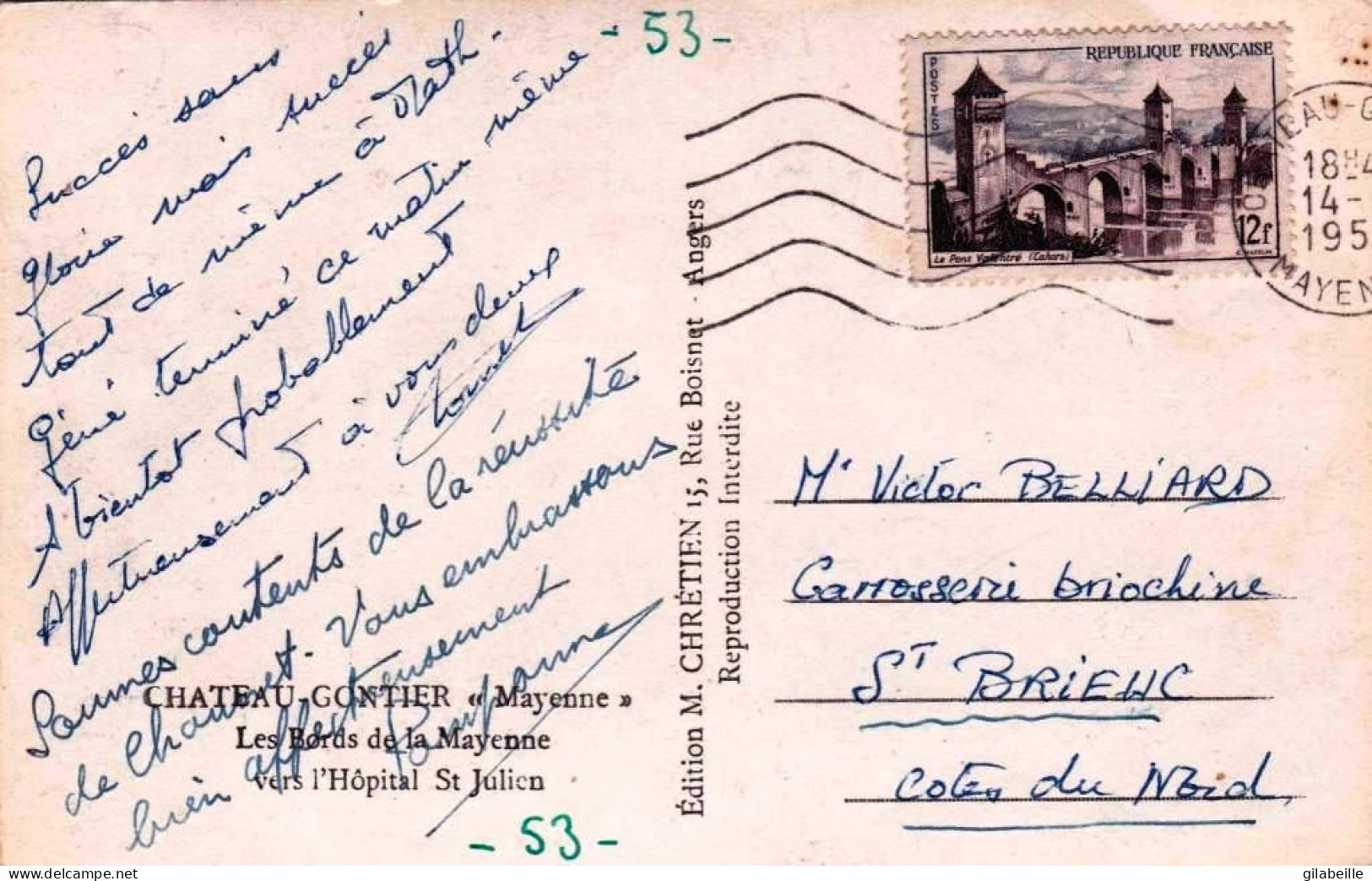 53 - Mayenne -  CHATEAU GONTIER - Les Bords De La Mayenne Vers L Hopital Saint Julien - Chateau Gontier