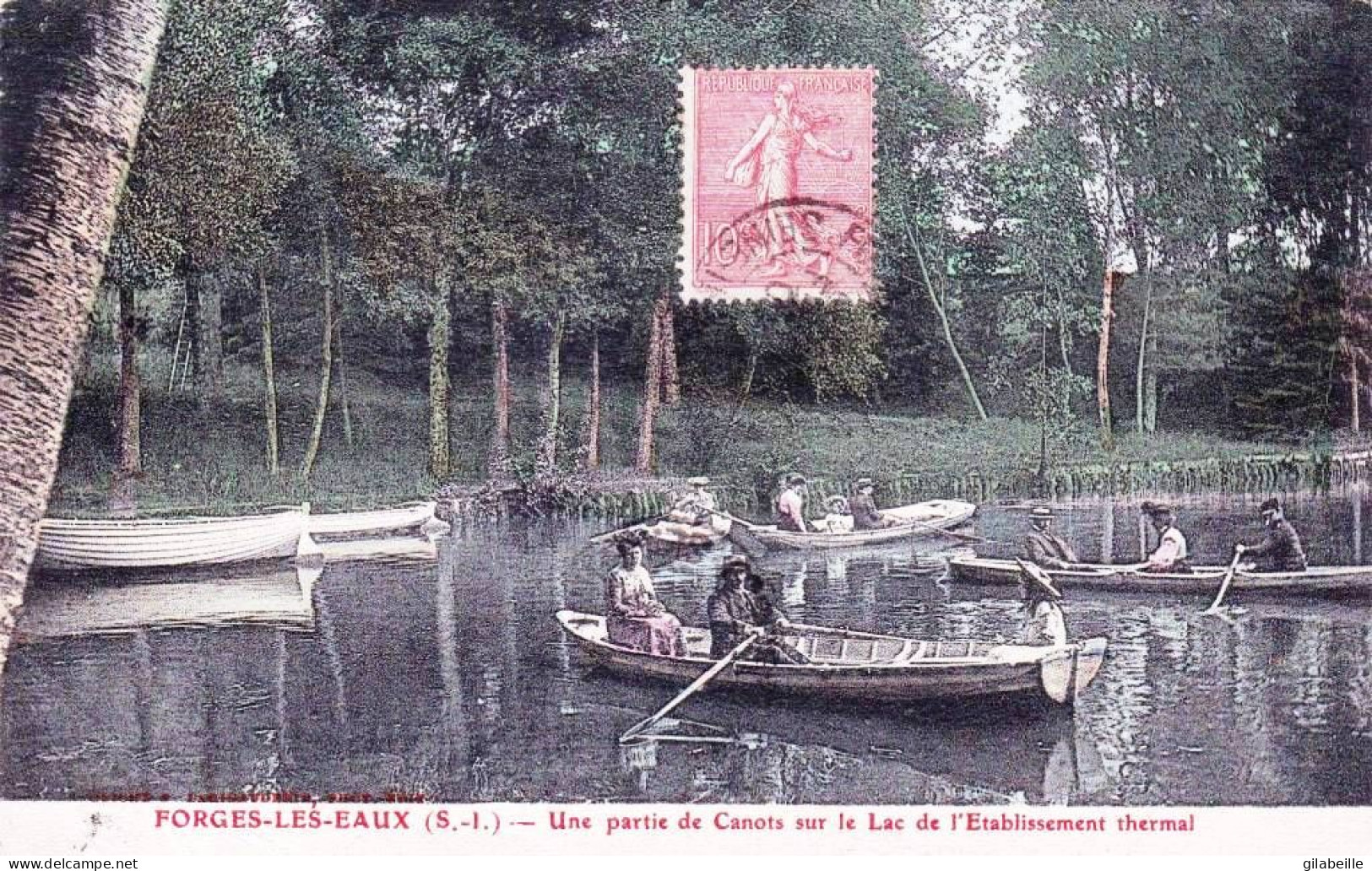 76 - Seine Maritime - FORGES Les EAUX - Une Partie De Canots Sur Le Lac De L établissement Thermal - Forges Les Eaux