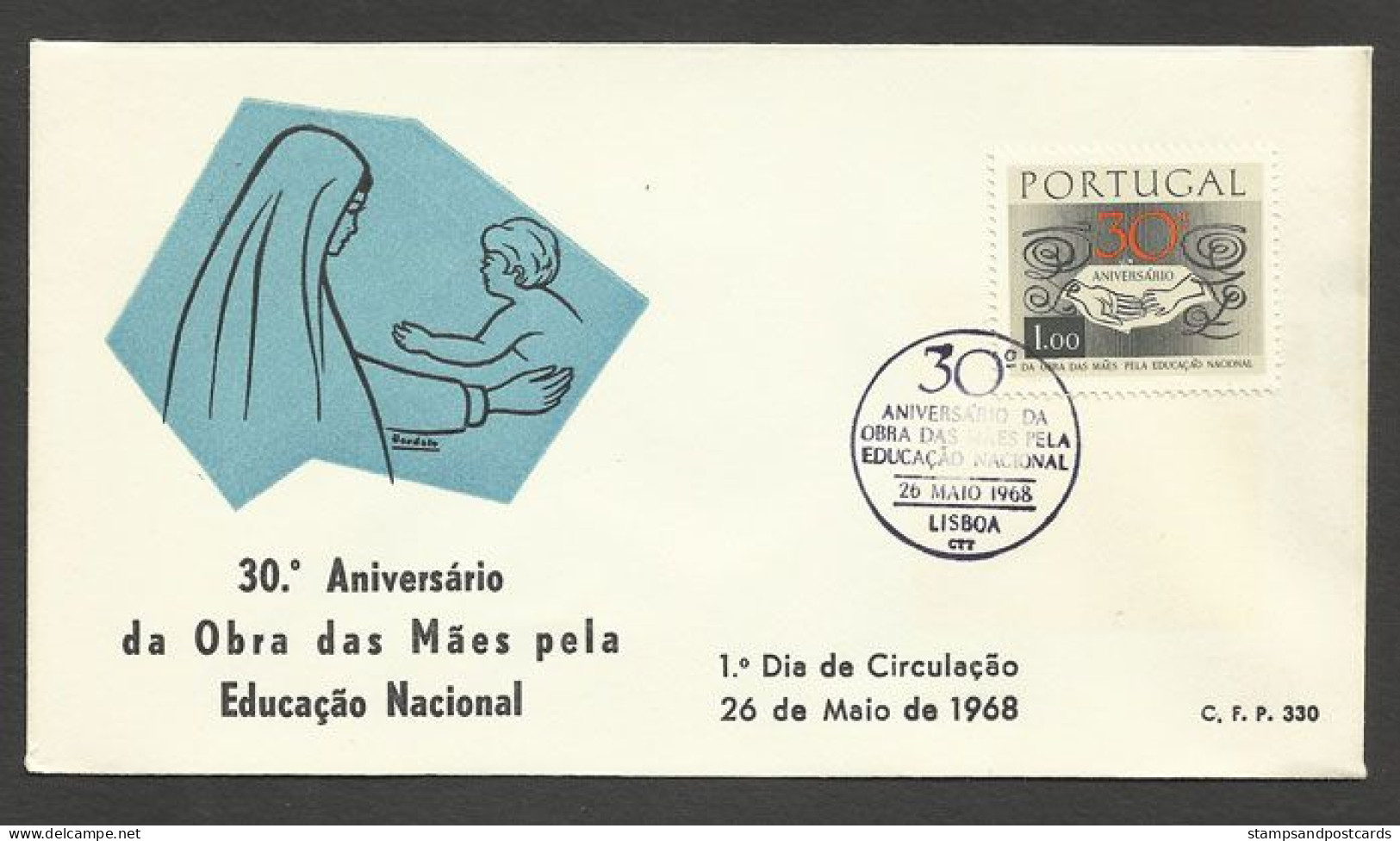 Portugal 1968 FDC Oeuvre Des Mères Education Nationale Cachet Lisbonne Mothers Work FDC Lisbon Postmark - FDC