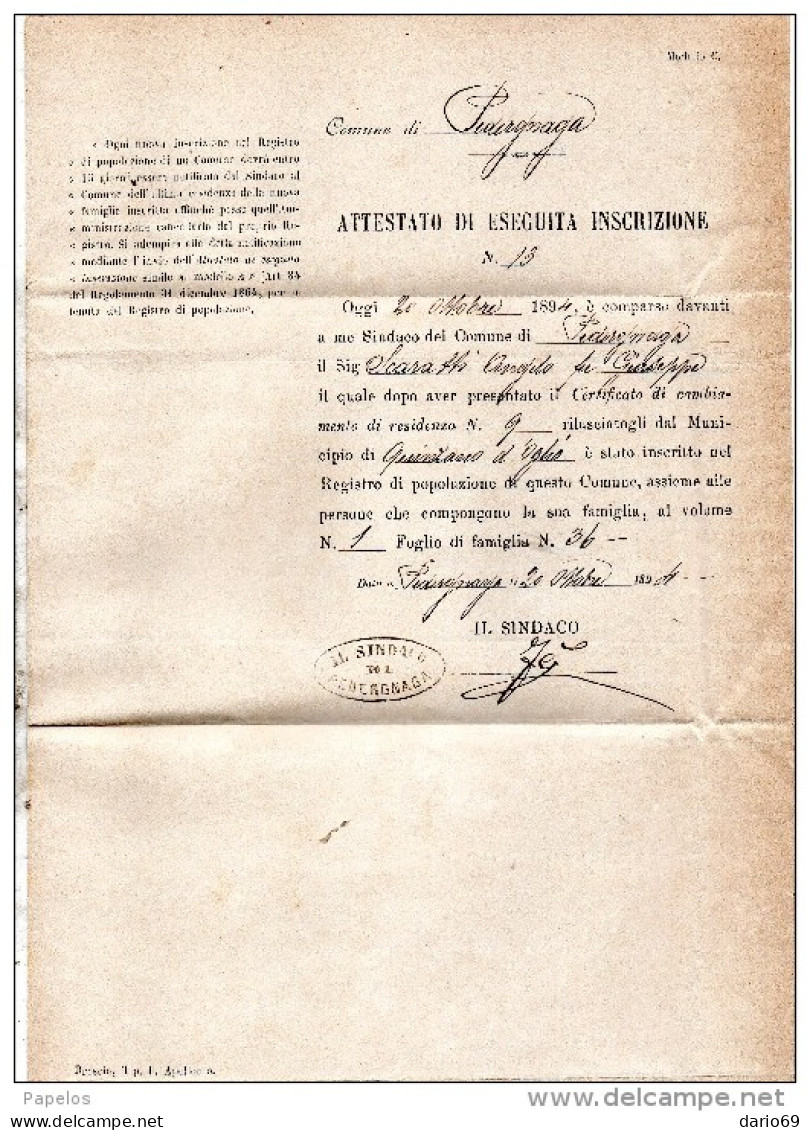 1894 LETTERA CON ANNULLO  OTTAGONALE  PEDERGNAGO  BRESCIA - Ongebruikt