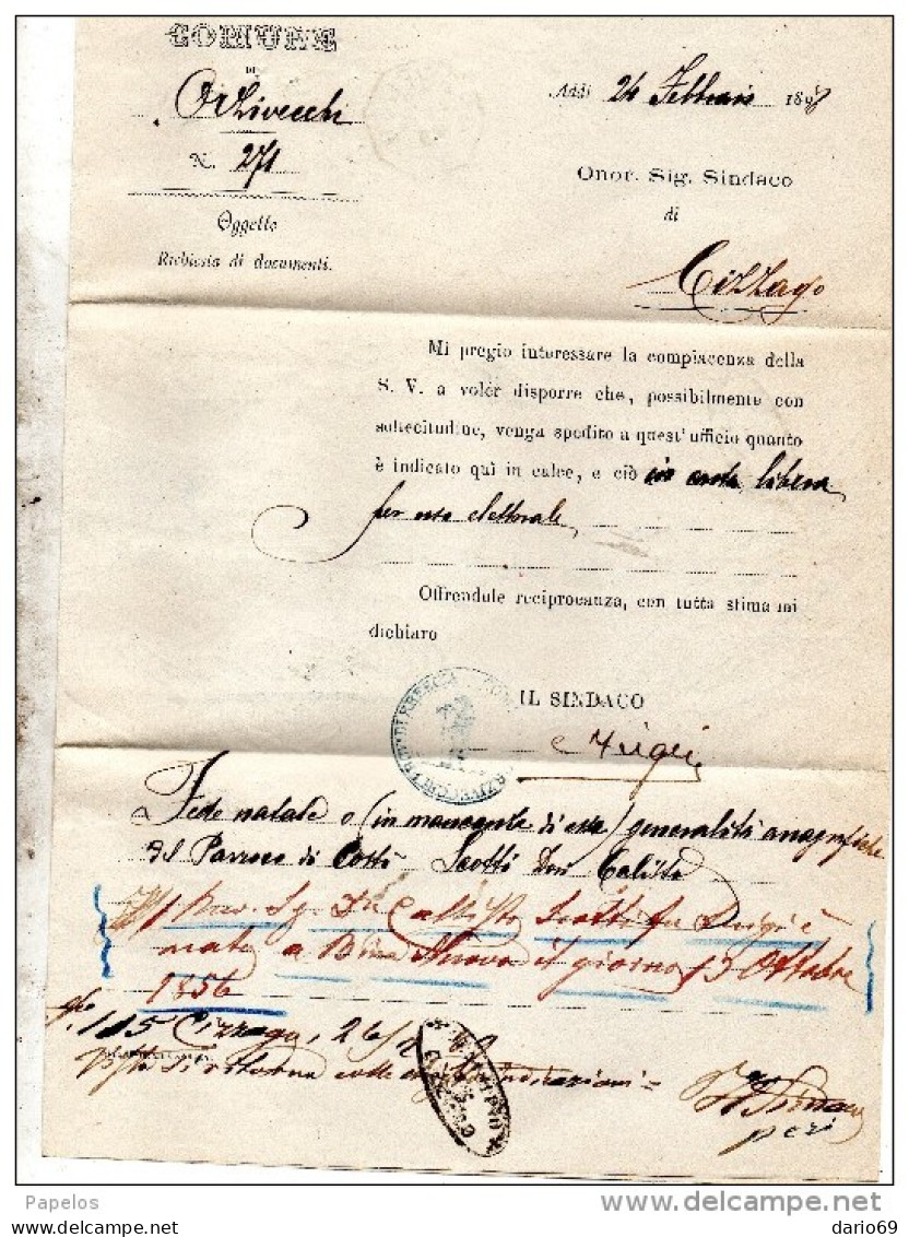 1898 LETTERA CON ANNULLO OTTAGONALE ORZIVECCHI BRESCIA - Marcophilie