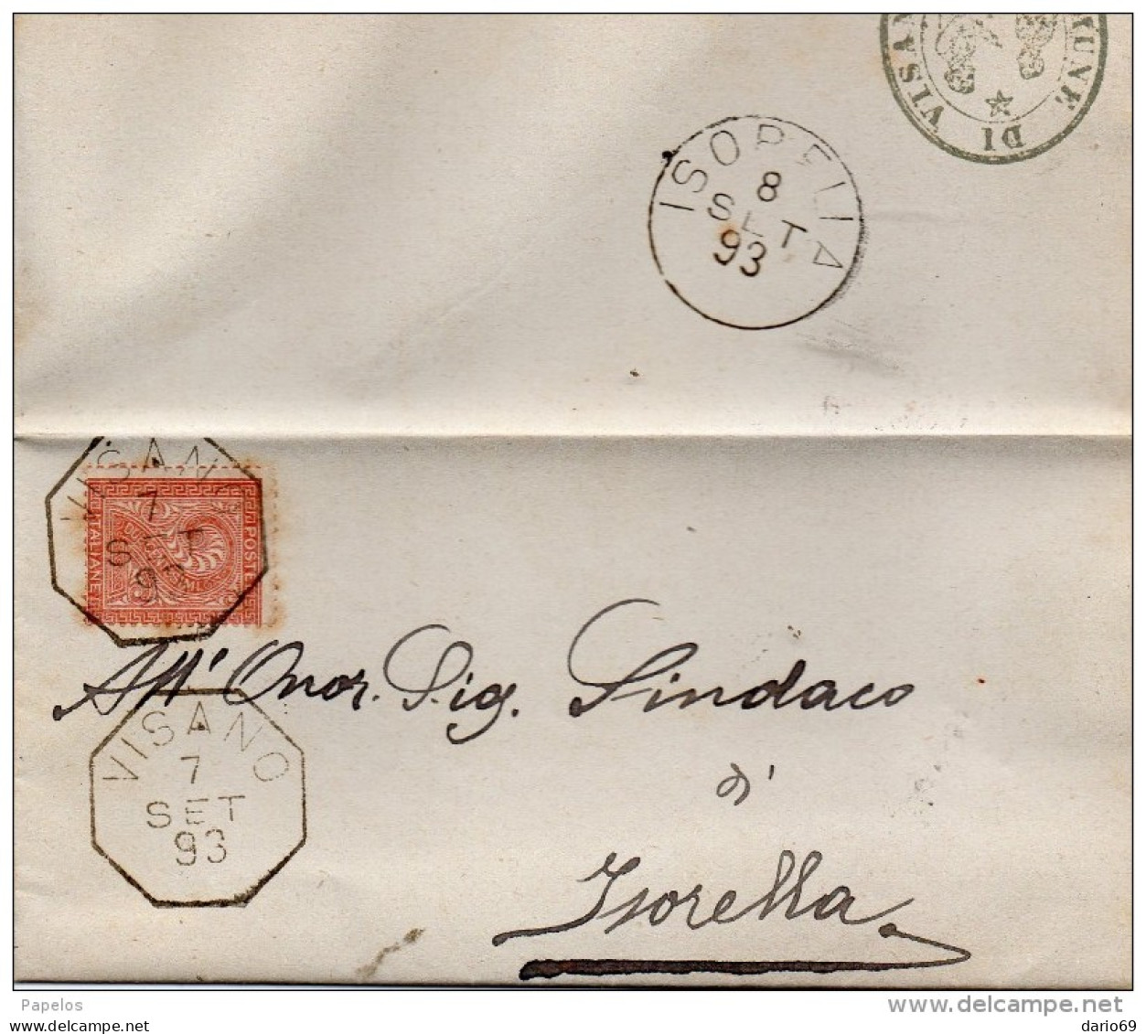 1893 LETTERA CON ANNULLO  OTTAGONALE VISANO BRESCIA - Ungebraucht