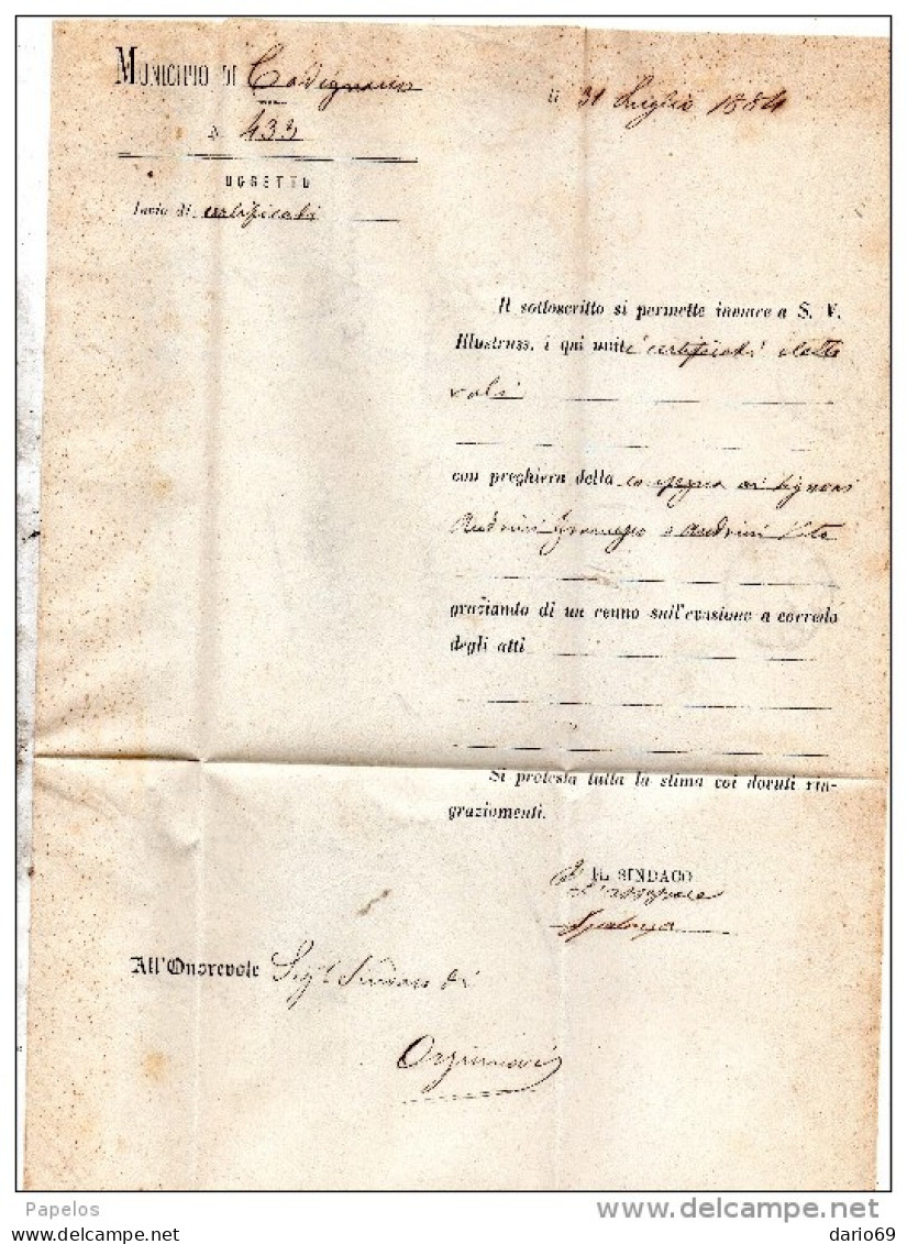 1884  LETTERA CON ANNULLO  OTTAGONALE VEROLAVECCHIA + VEROLANUOVA  BRESCIA - Marcofilía